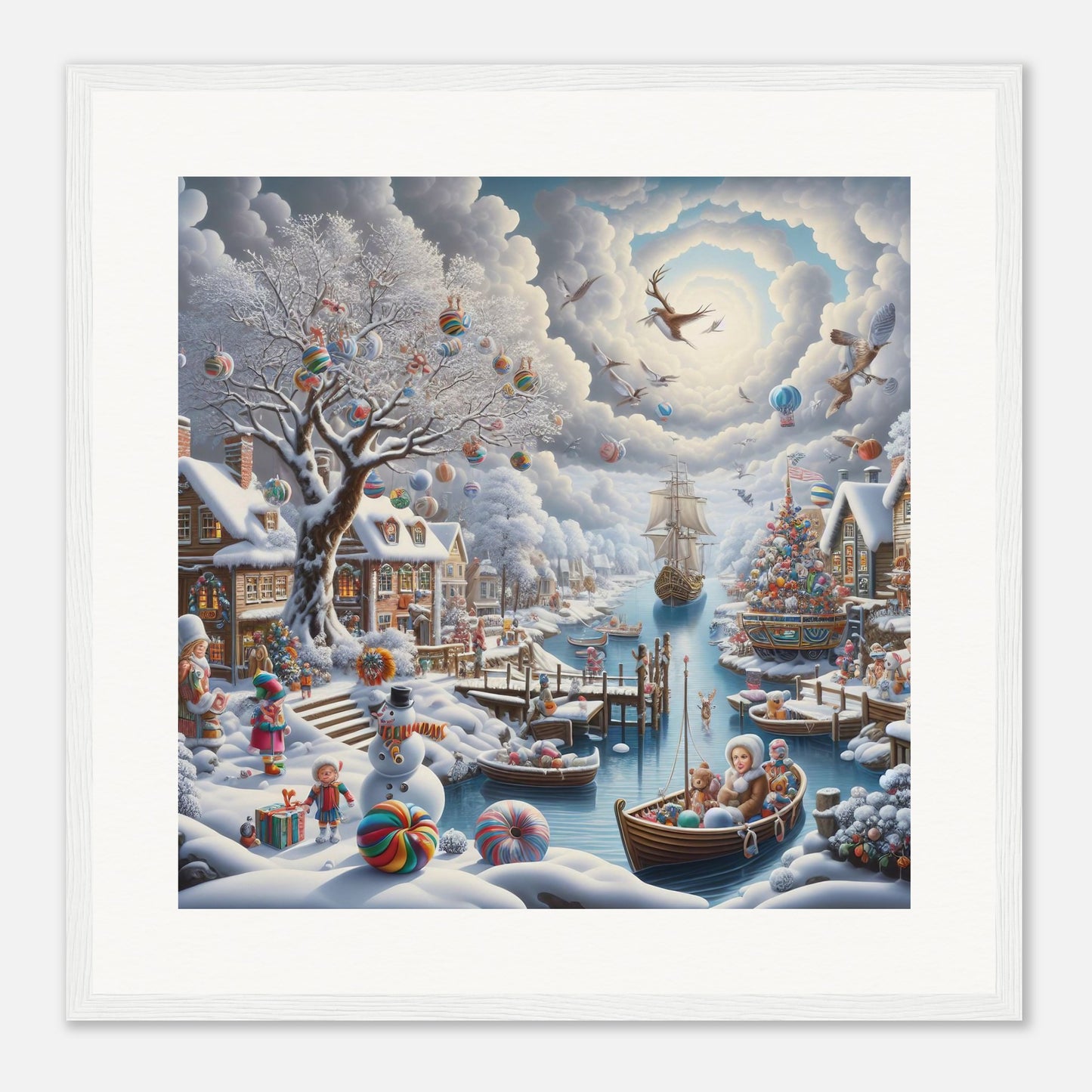 Wall Art - Winter 45 - Snowman and a sailing ship