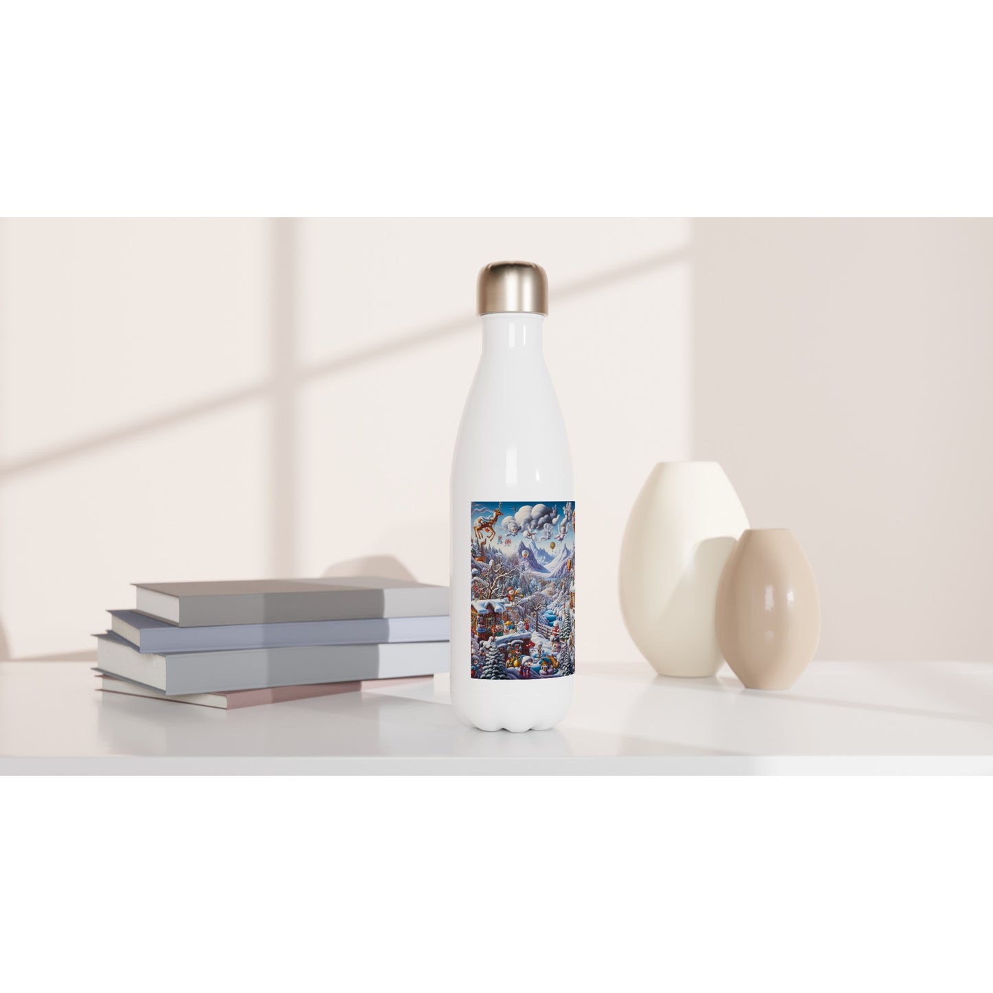 White 17oz Stainless Steel Water Bottle - Winter 146