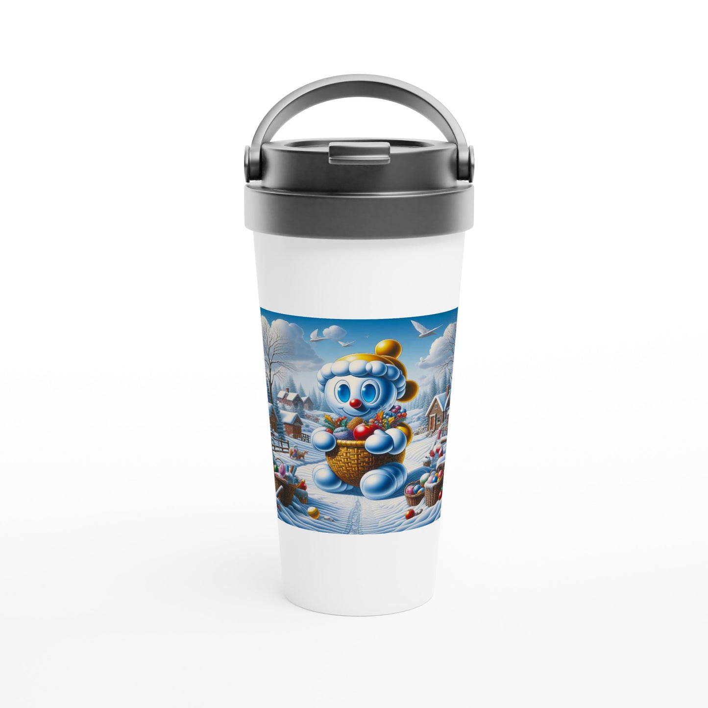 White 15oz Stainless Steel Travel Mug - Winter 52