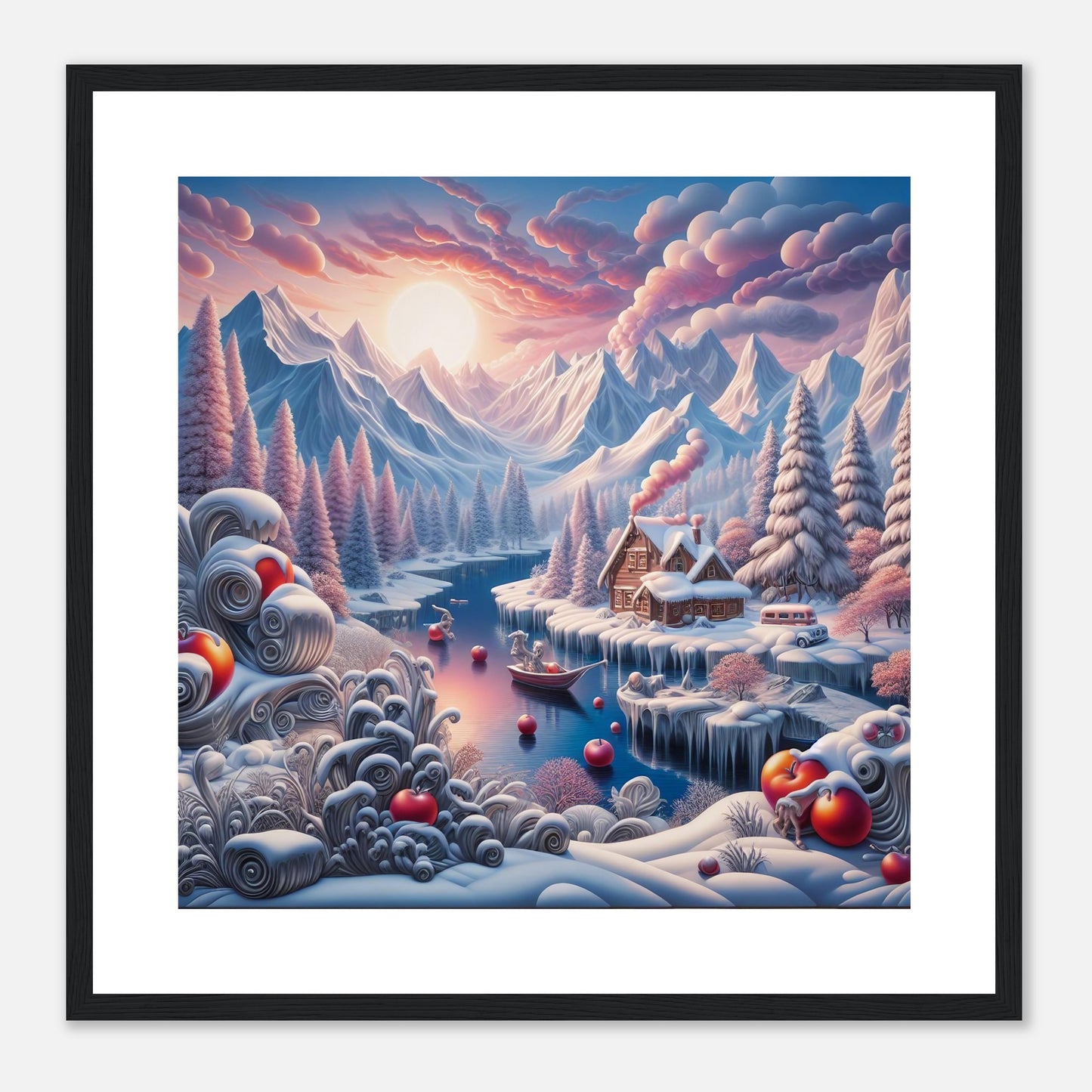 Wall Art - Winter 62 - Small boat on a river