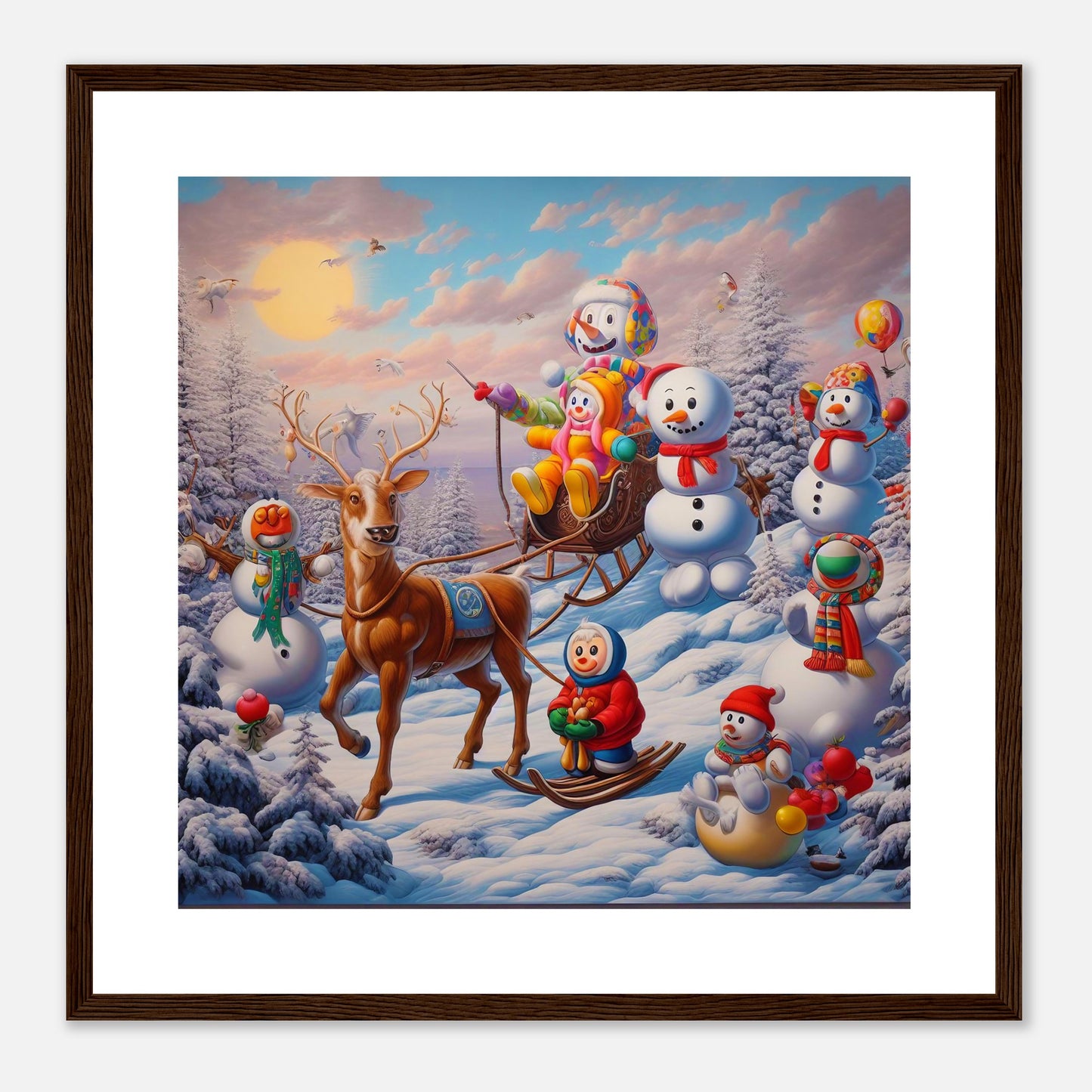 Wall Art - Winter 77 - Snowmen and a reindeer