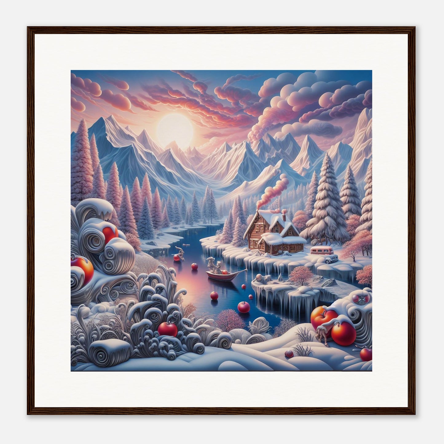 Wall Art - Winter 62 - Small boat on a river