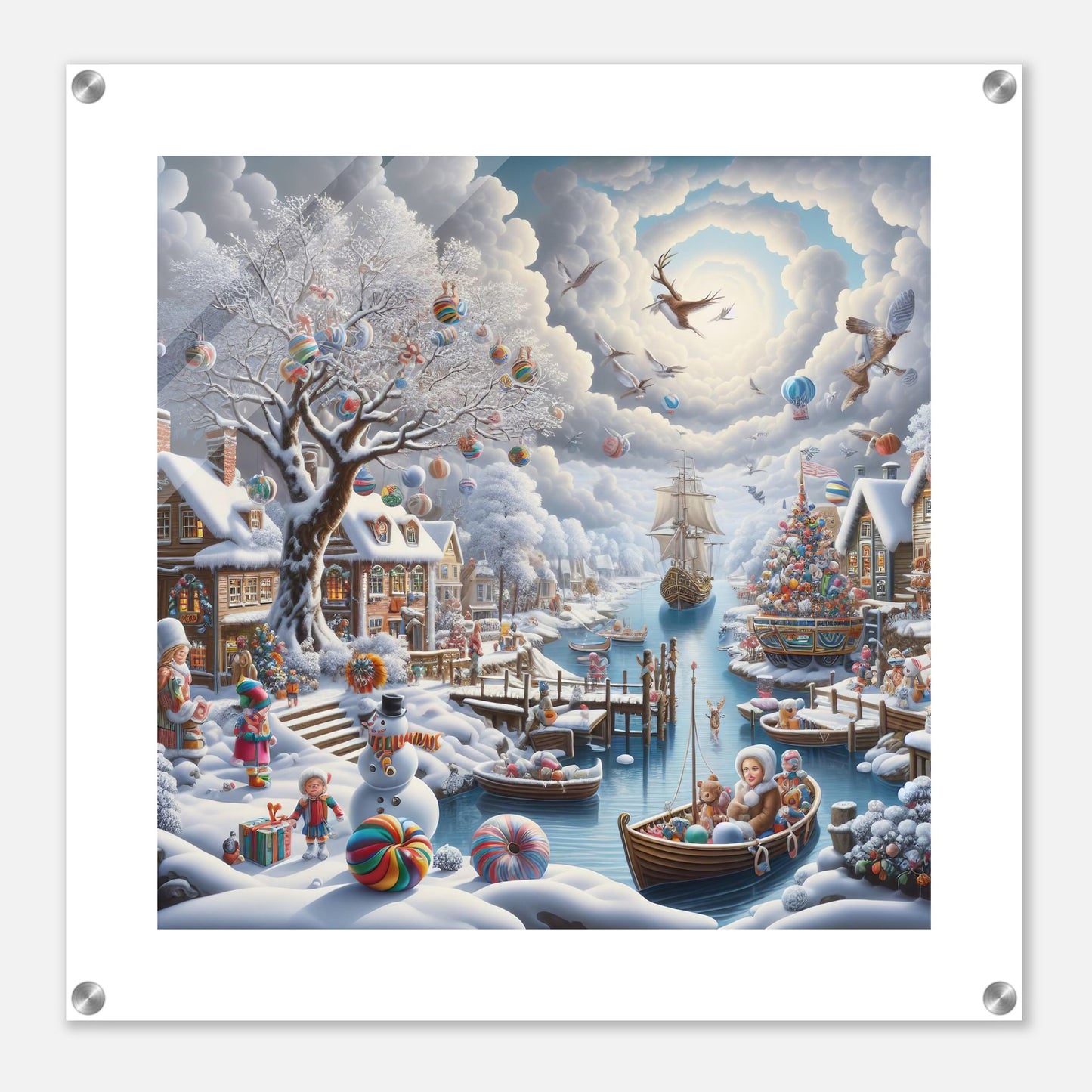 Wall Art - Winter 45 - Snowman and a sailing ship