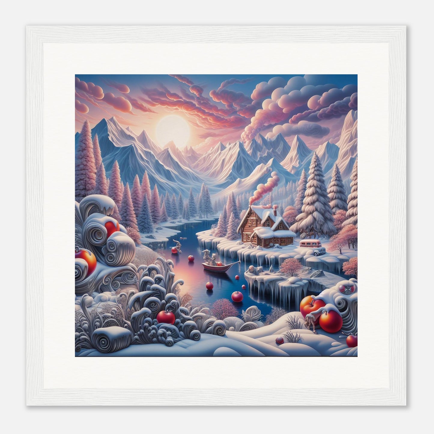 Wall Art - Winter 62 - Small boat on a river