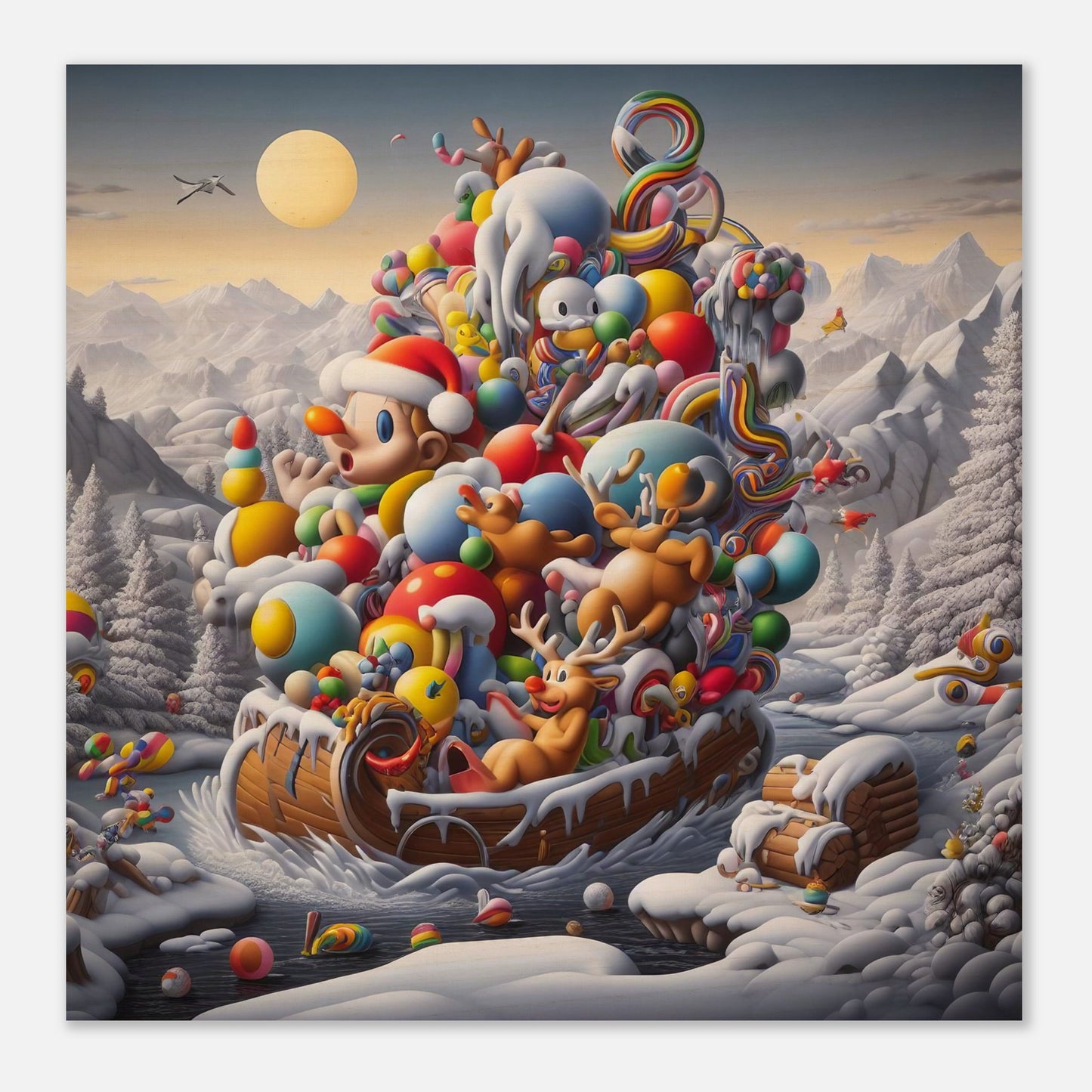 Wall Art - Winter 59 - Boy, Sleigh, Toys