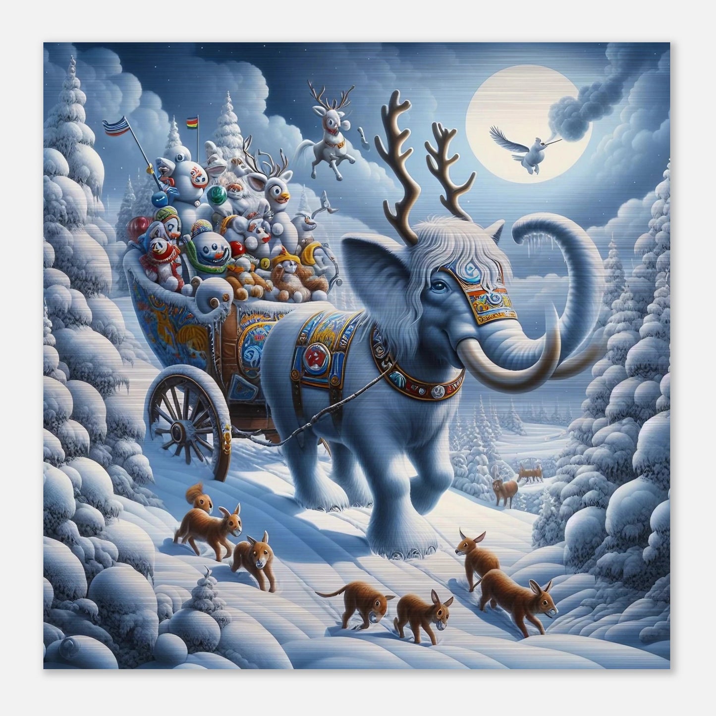 Wall art - Elephant in snow at night