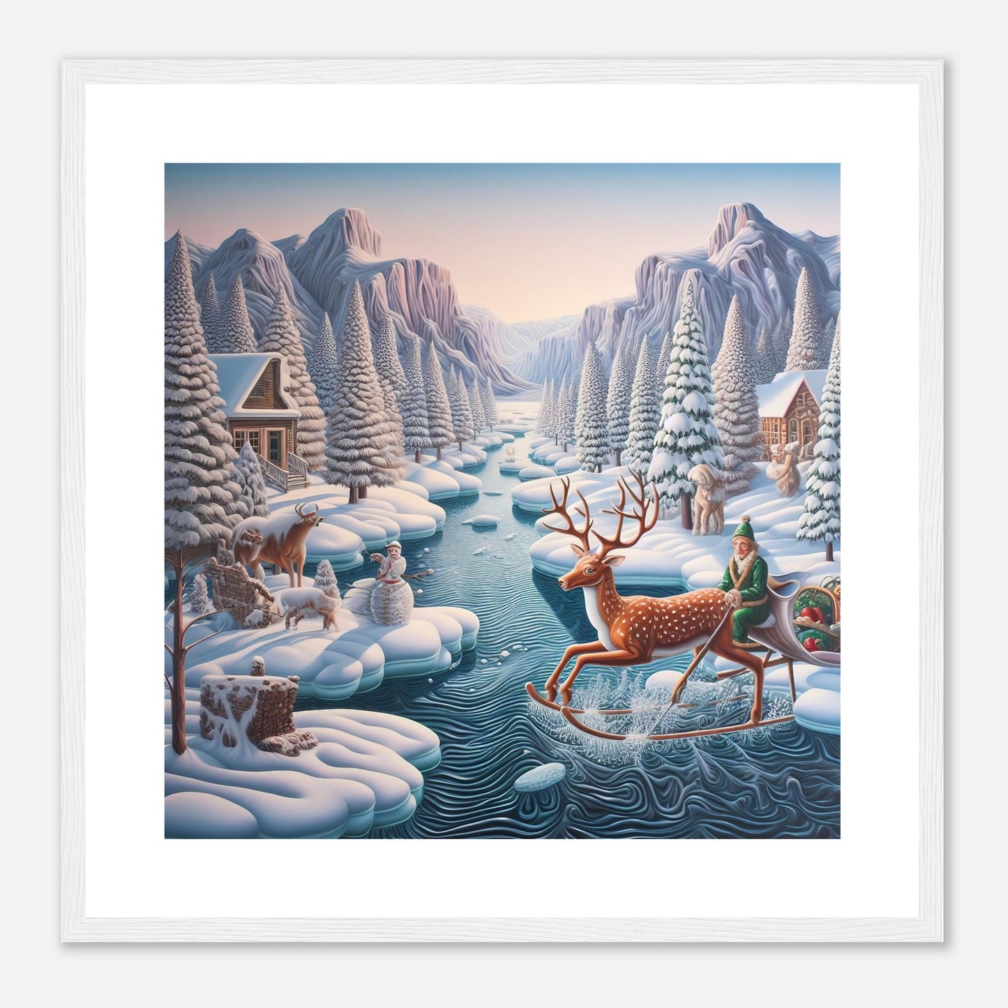 Wall Art - Winter 28 - Deer and Elf