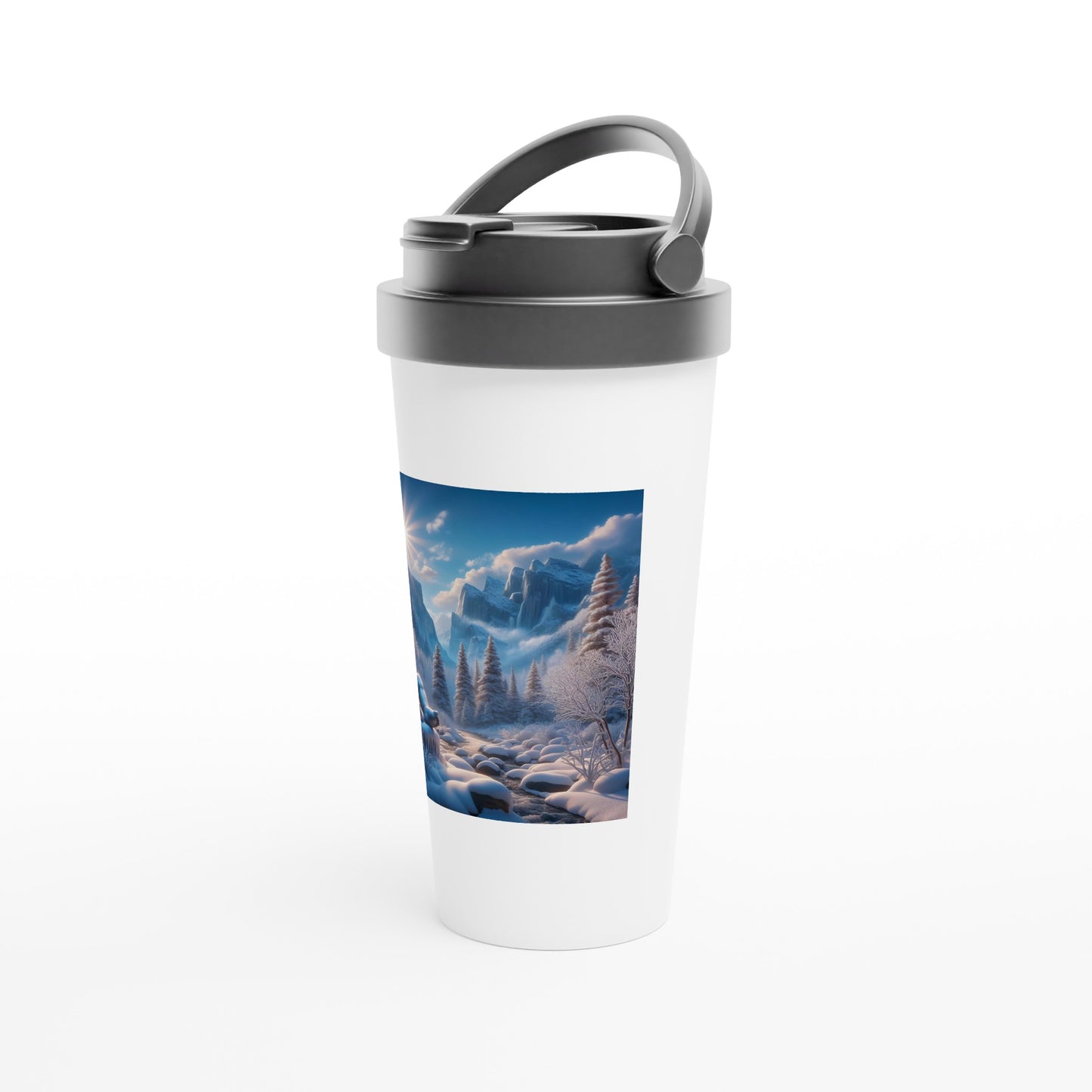 White 15oz Stainless Steel Travel Mug - Winter 119