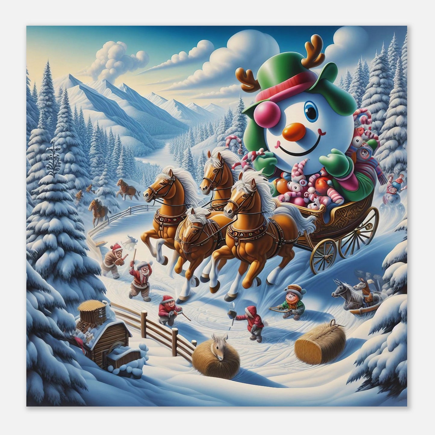 Wall Art - Winter 63 - Snowman in a carriage