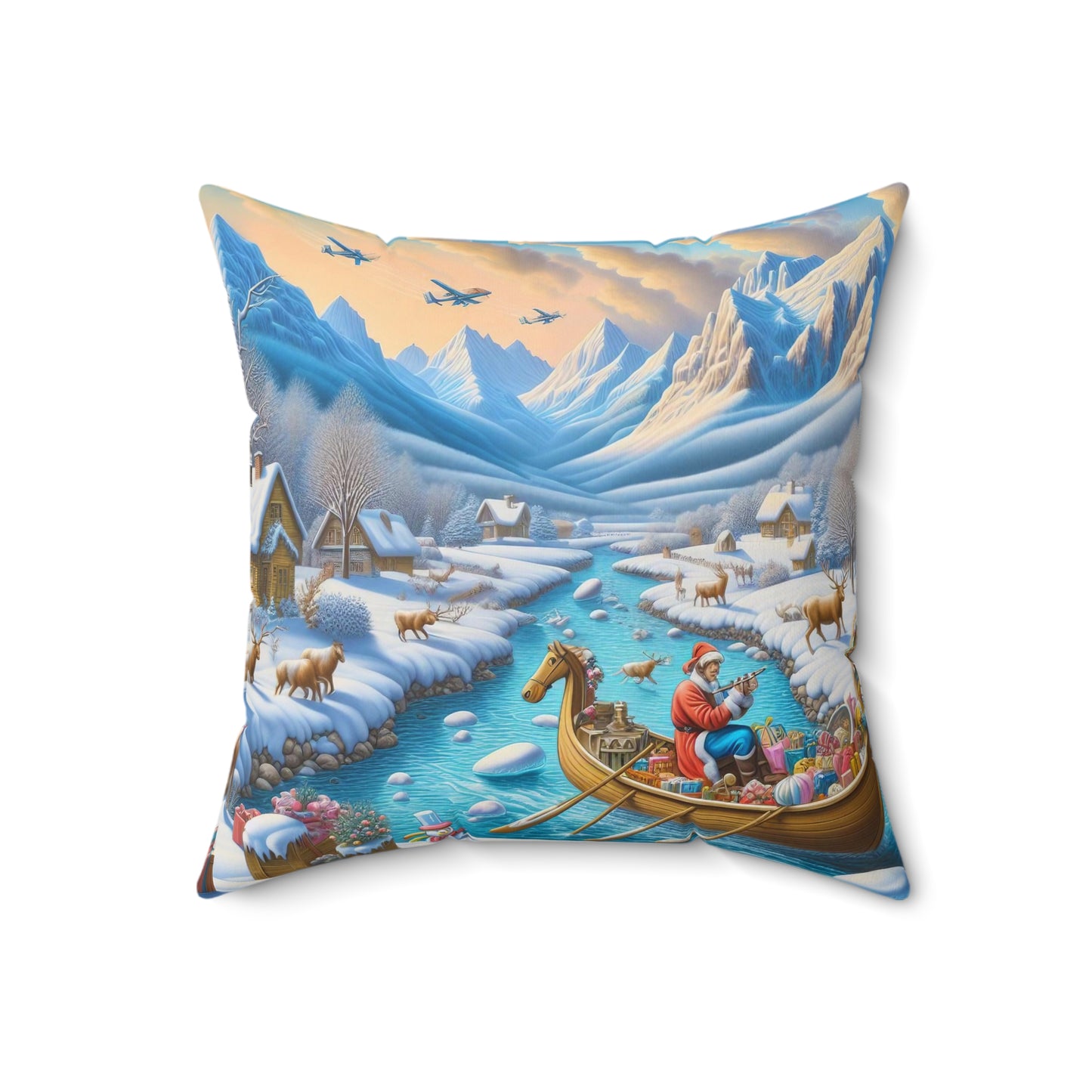 Spun Polyester Square Pillow - Winter 180