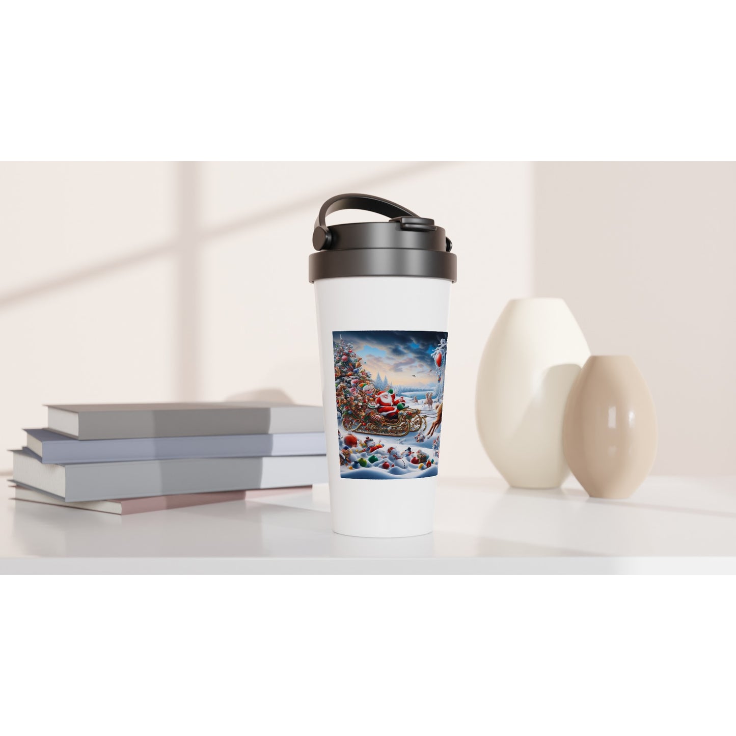 White 15oz Stainless Steel Travel Mug - Winter 166
