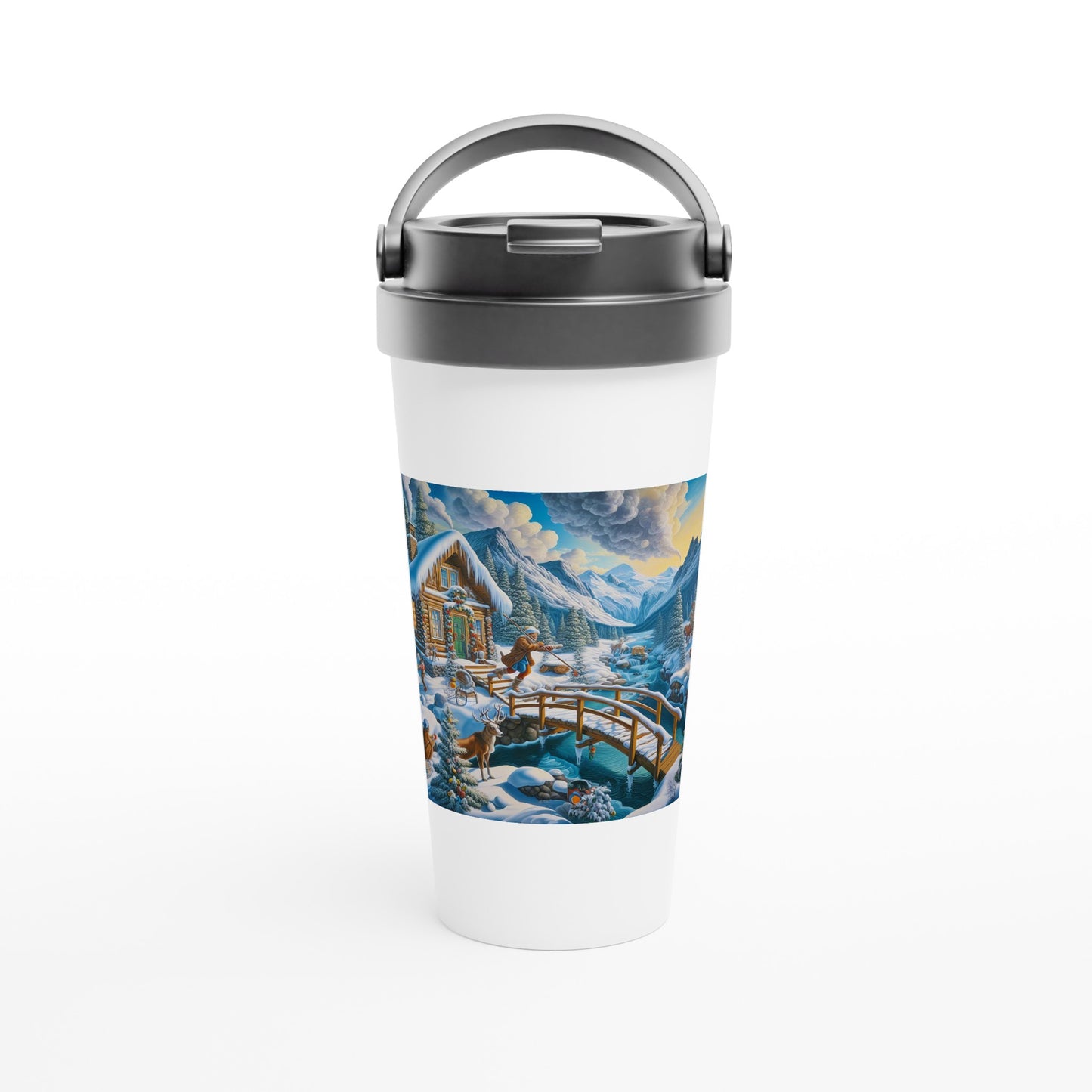 White 15oz Stainless Steel Travel Mug - Winter 53