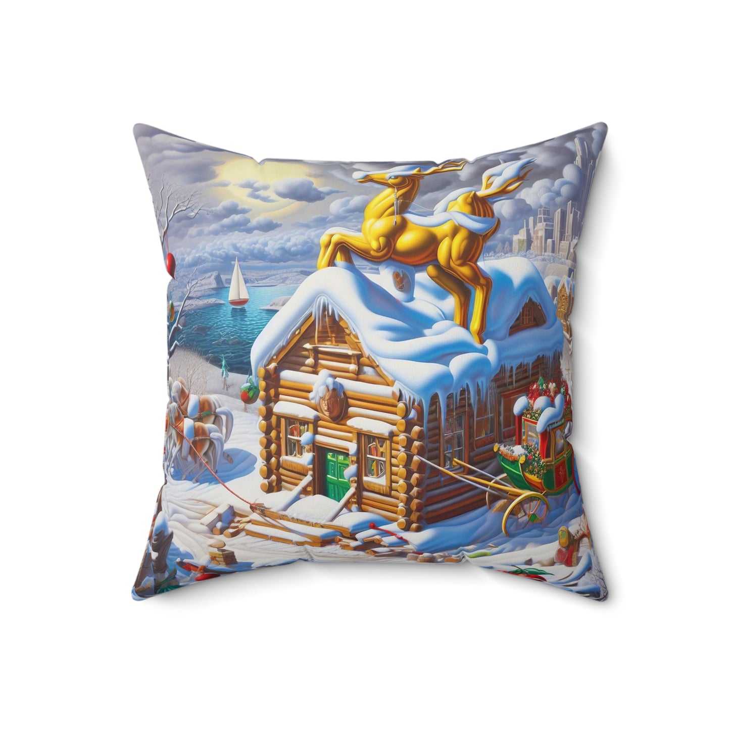 Spun Polyester Square Pillow - Winter 238