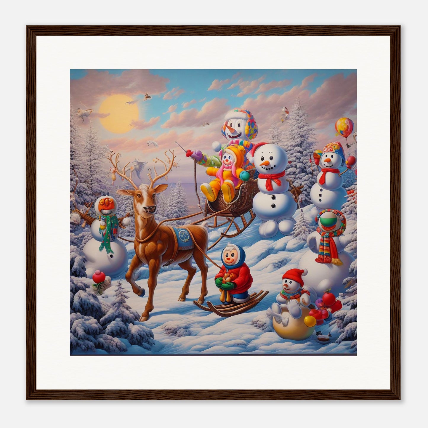 Wall Art - Winter 77 - Snowmen and a reindeer