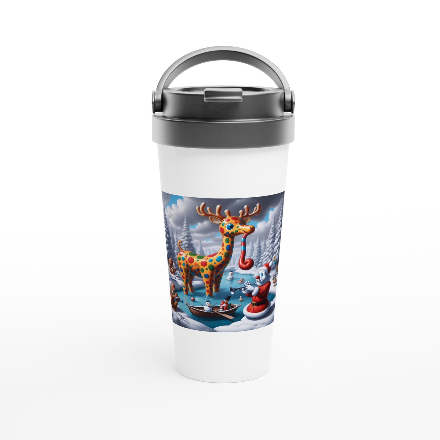 White 15oz Stainless Steel Travel Mug - Winter 139