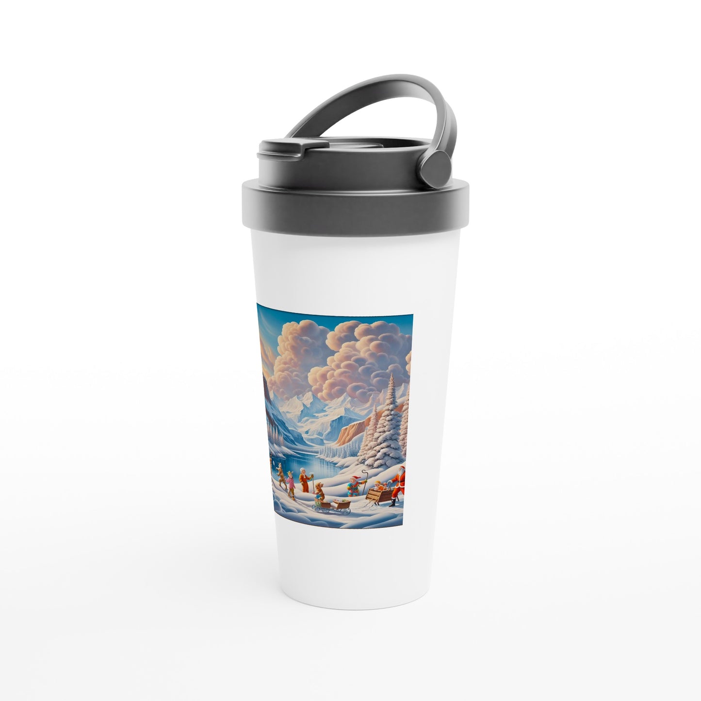 White 15oz Stainless Steel Travel Mug - Winter 90