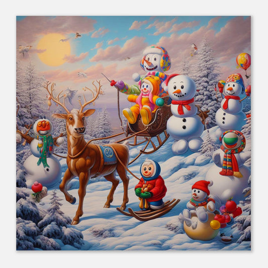 Wall Art - Winter 77 - Snowmen and a reindeer