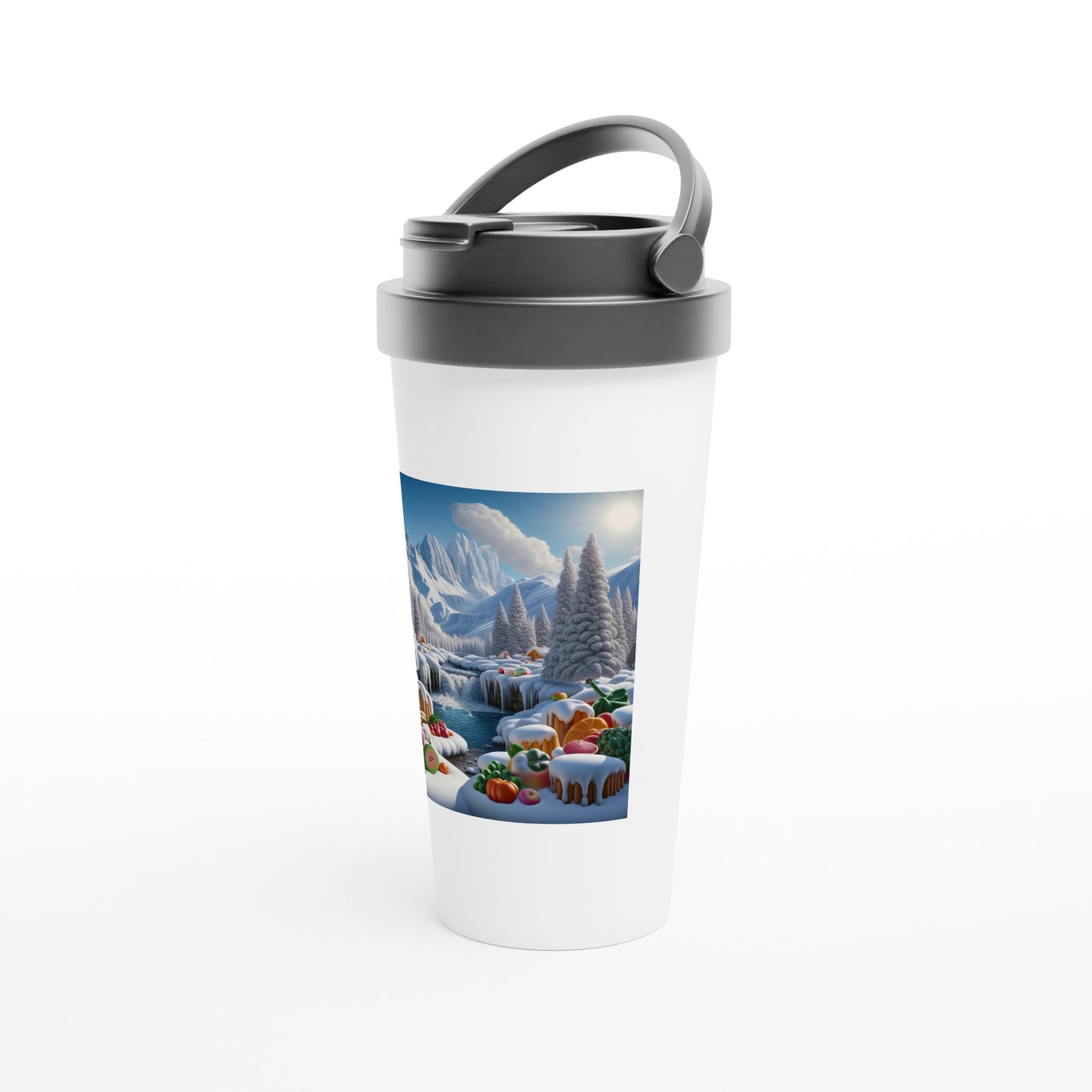 White 15oz Stainless Steel Travel Mug - Winter 72