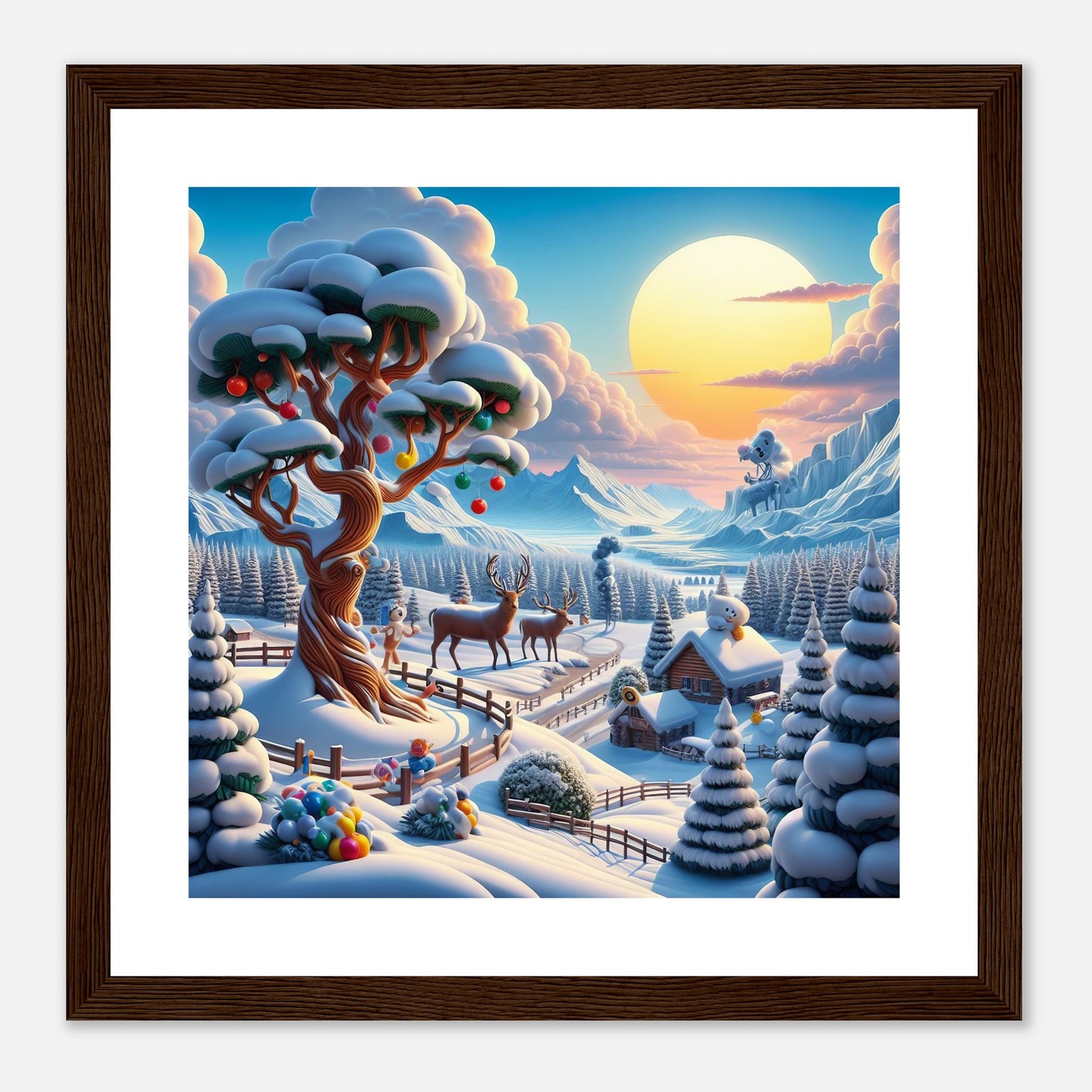 Wall Art - Winter 32 - Deer and tree