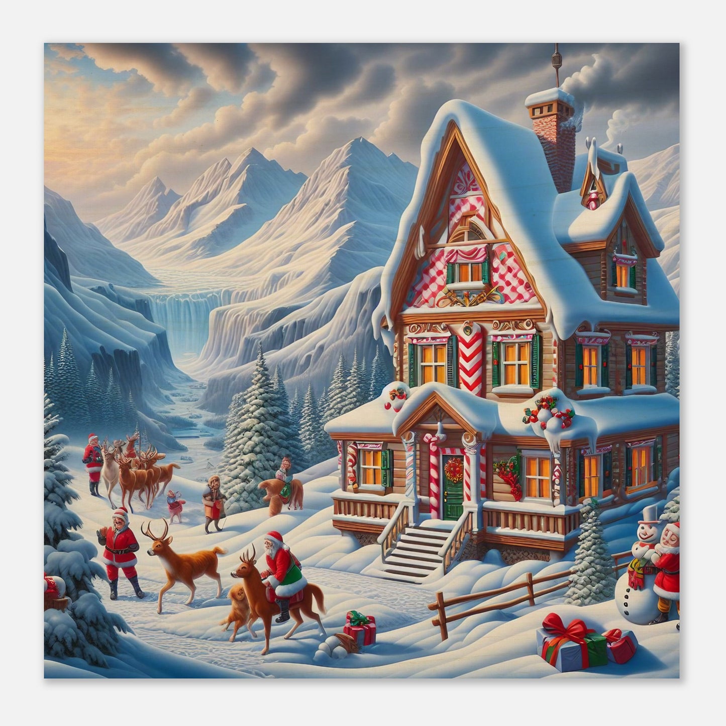Wall Art - Winter 56 - Cottage and deer
