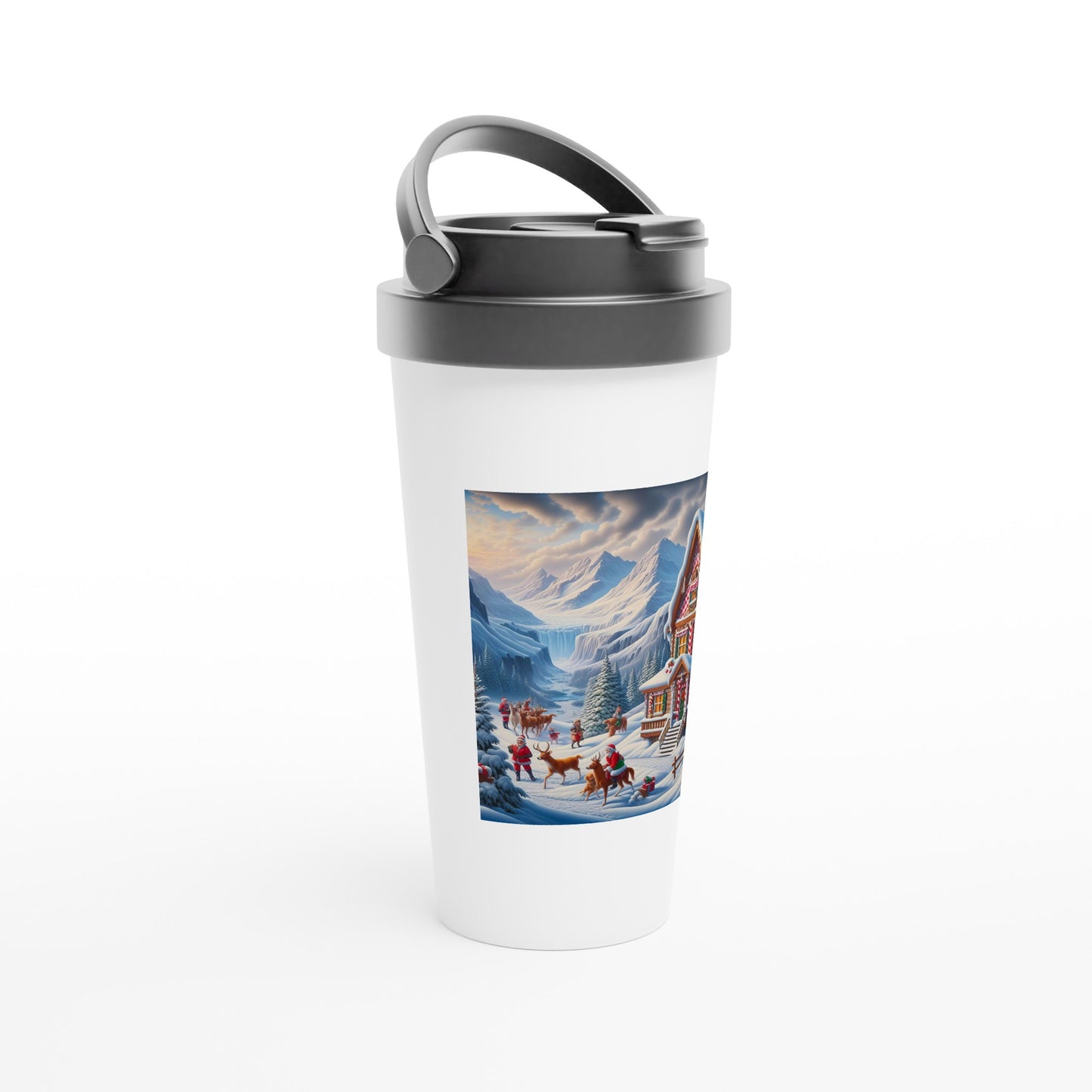 White 15oz Stainless Steel Travel Mug - Winter 56