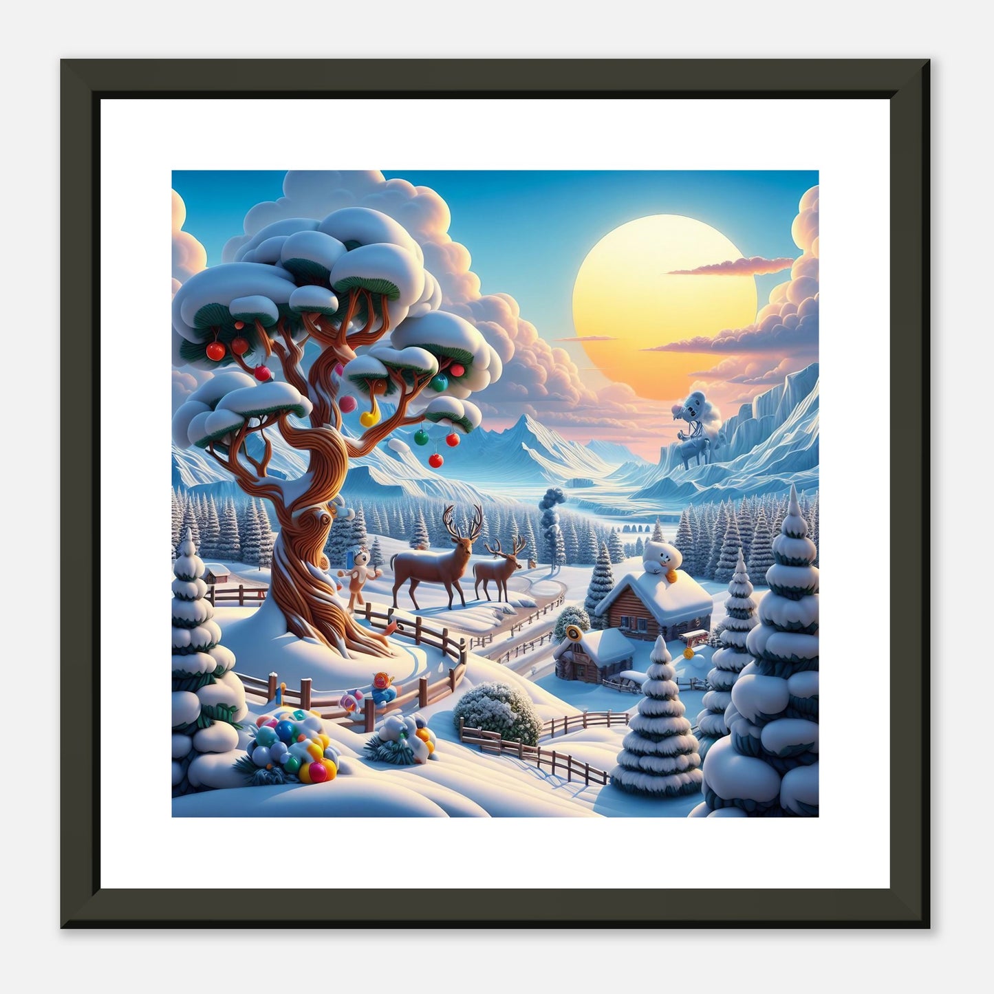 Wall Art - Winter 32 - Deer and tree