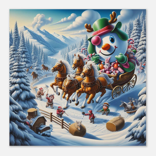 Wall Art - Winter 63 - Snowman in a carriage
