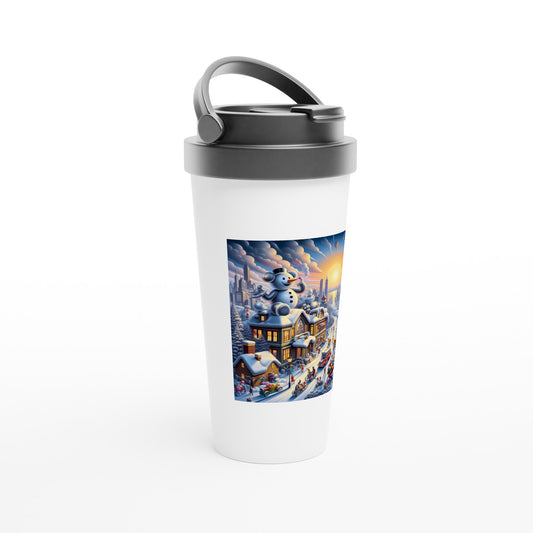 White 15oz Stainless Steel Travel Mug - Winter 152