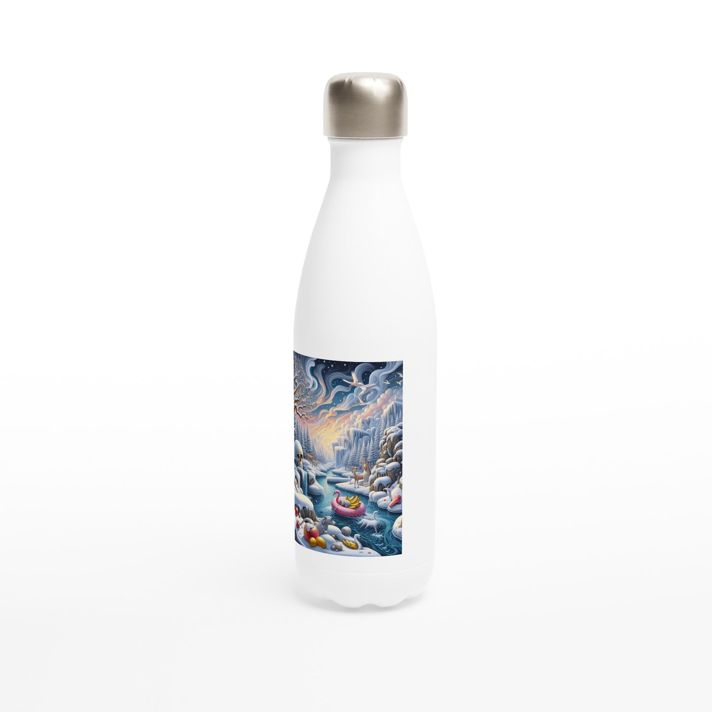 White 17oz Stainless Steel Water Bottle - Winter 82