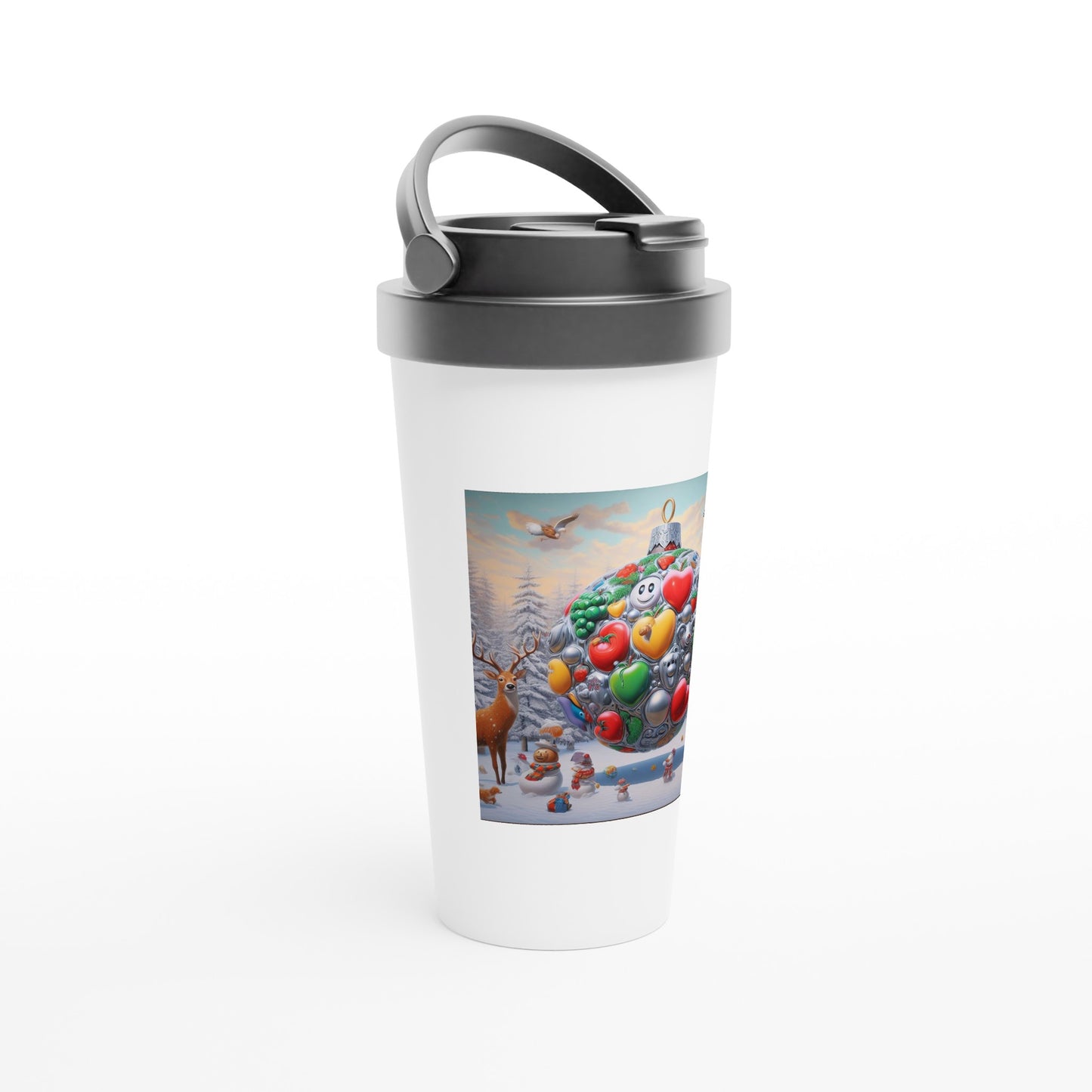 White 15oz Stainless Steel Travel Mug - Winter 67