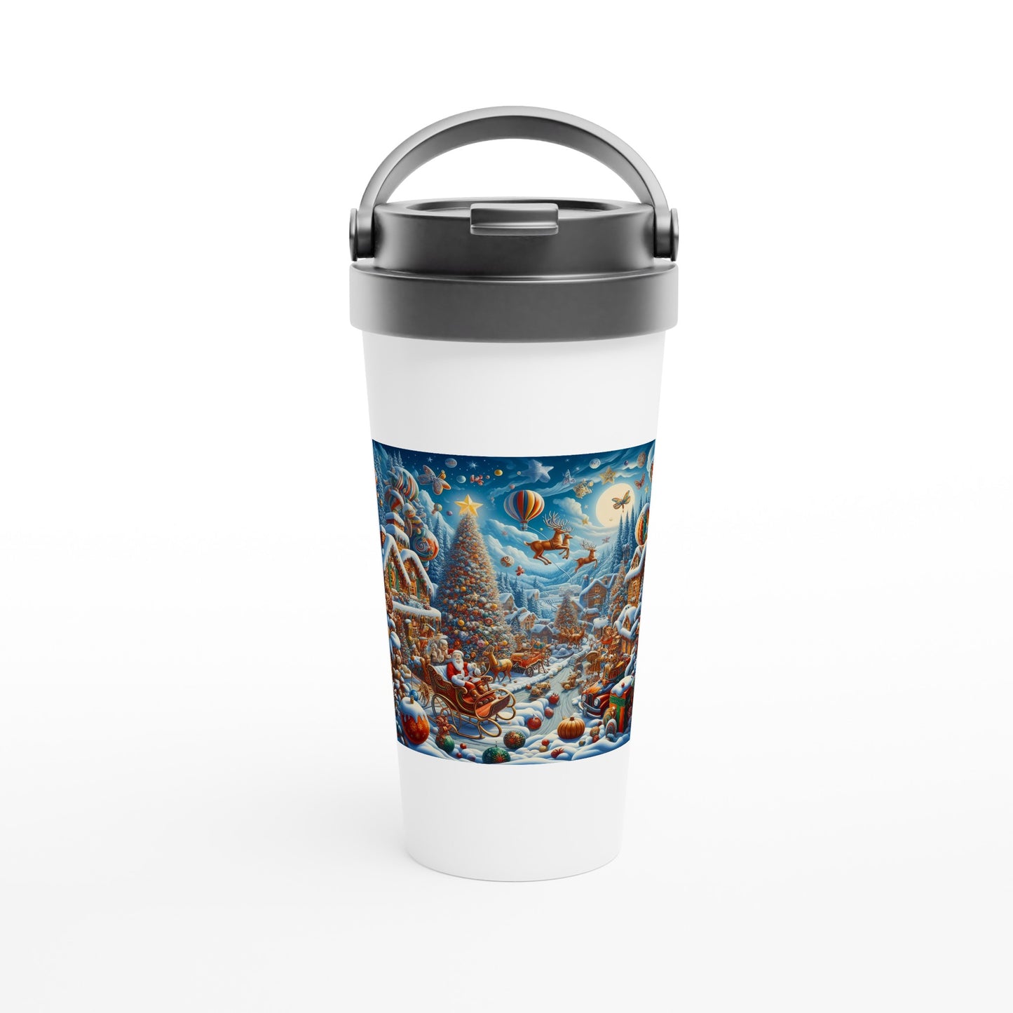 White 15oz Stainless Steel Travel Mug - Winter 103