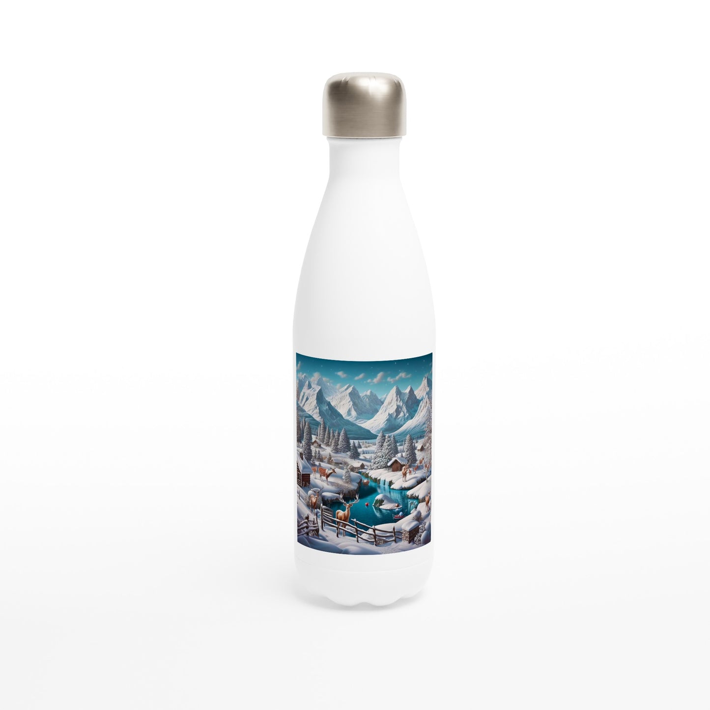 White 17oz Stainless Steel Water Bottle - Winter 208