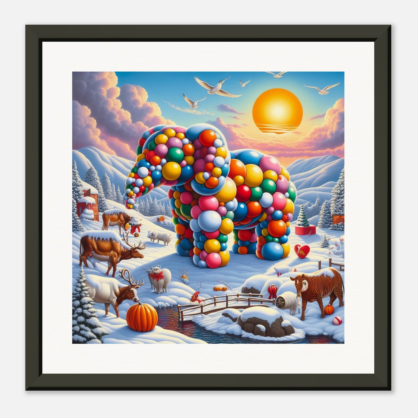Wall Art - Winter 74 - Elephant and sun