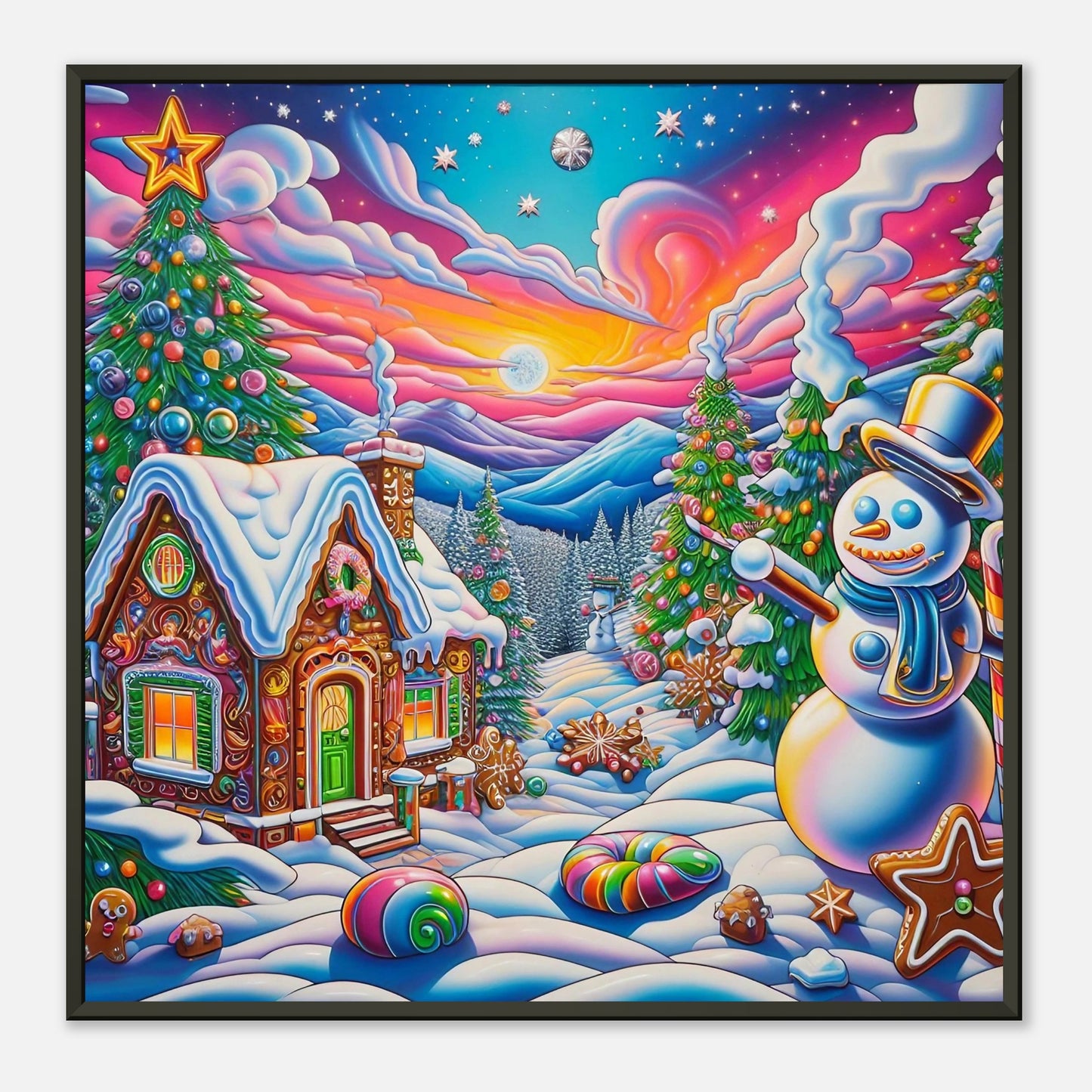 Wall art - Snowman and Gingerbread House