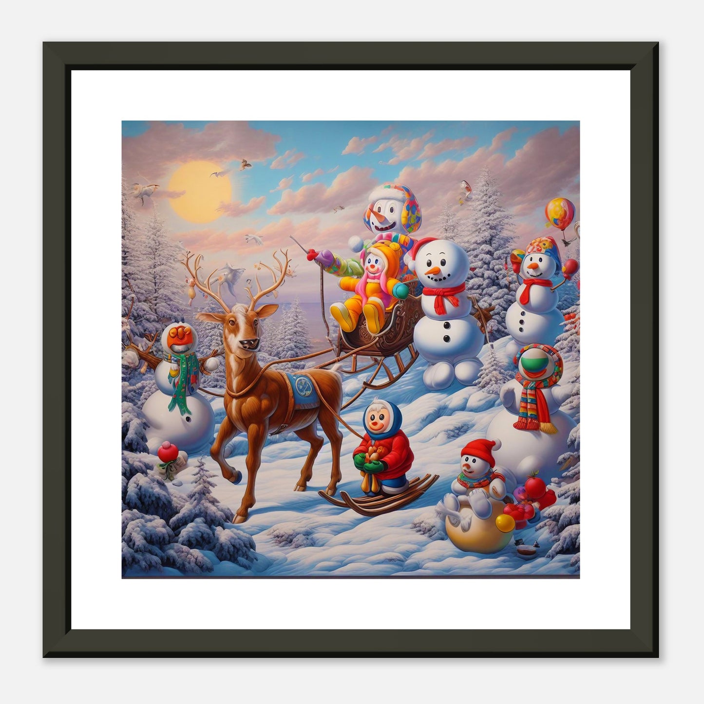Wall Art - Winter 77 - Snowmen and a reindeer