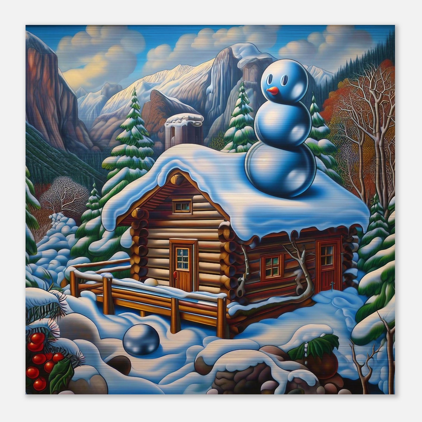 Wall Art - Winter 22 - Snowman on rooftop