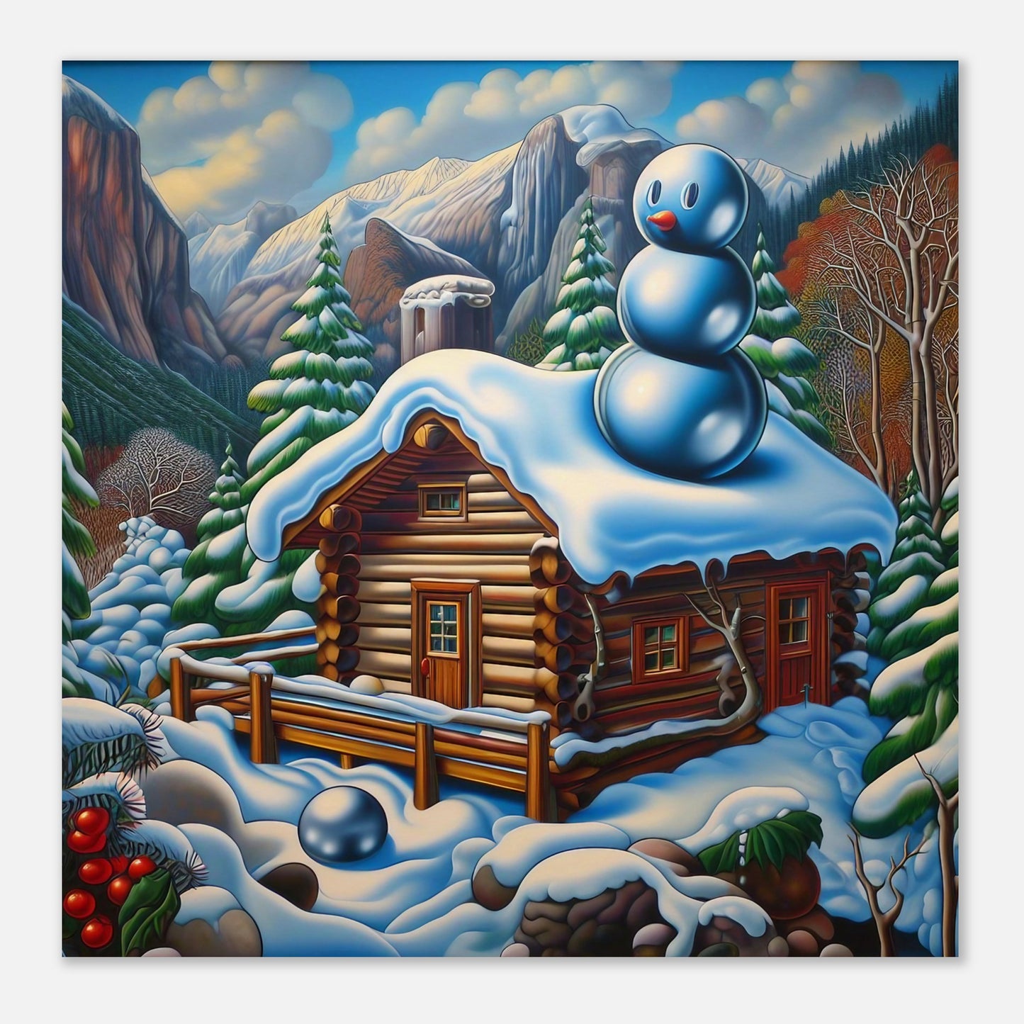 Wall Art - Winter 22 - Snowman on rooftop