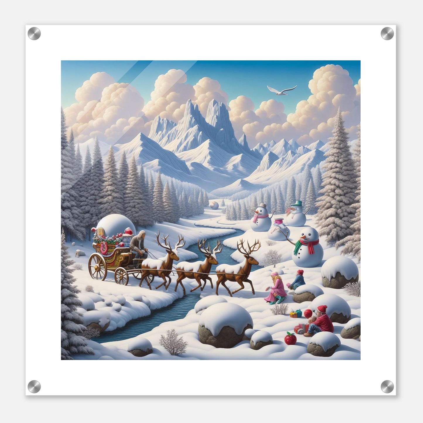 Wall Art - Winter 35 - Deer and snowmen