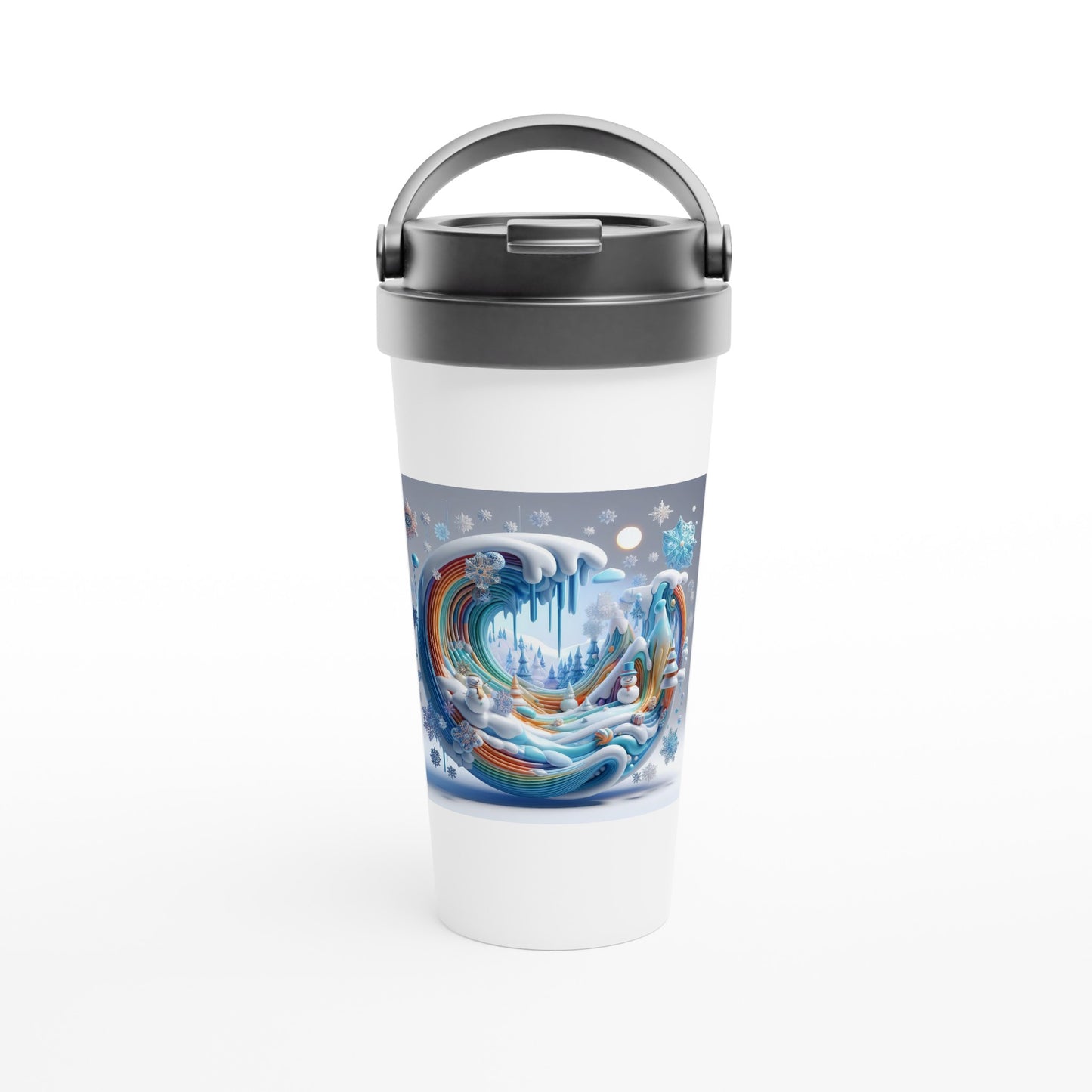 White 15oz Stainless Steel Travel Mug - Winter 85