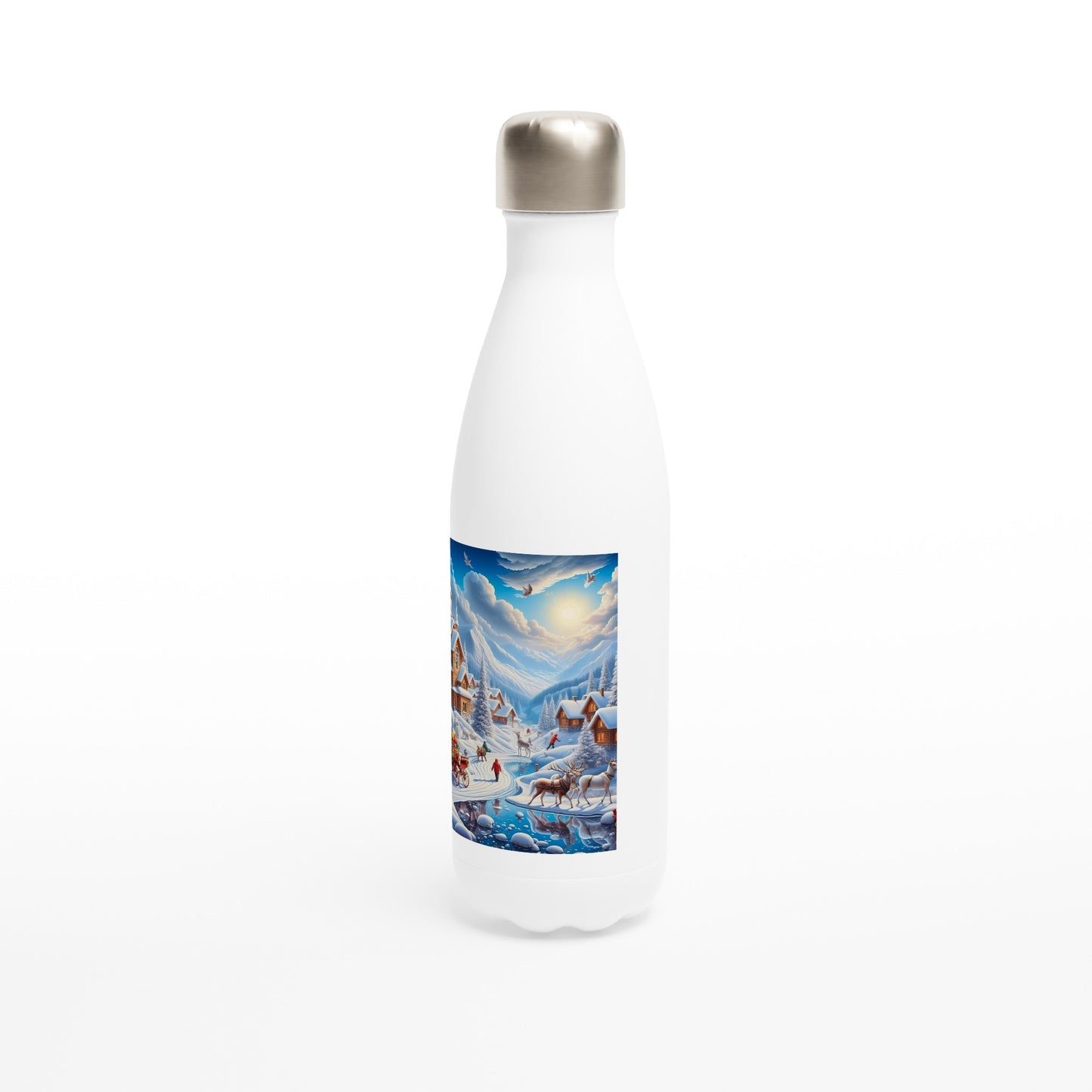 White 17oz Stainless Steel Water Bottle - Winter 115