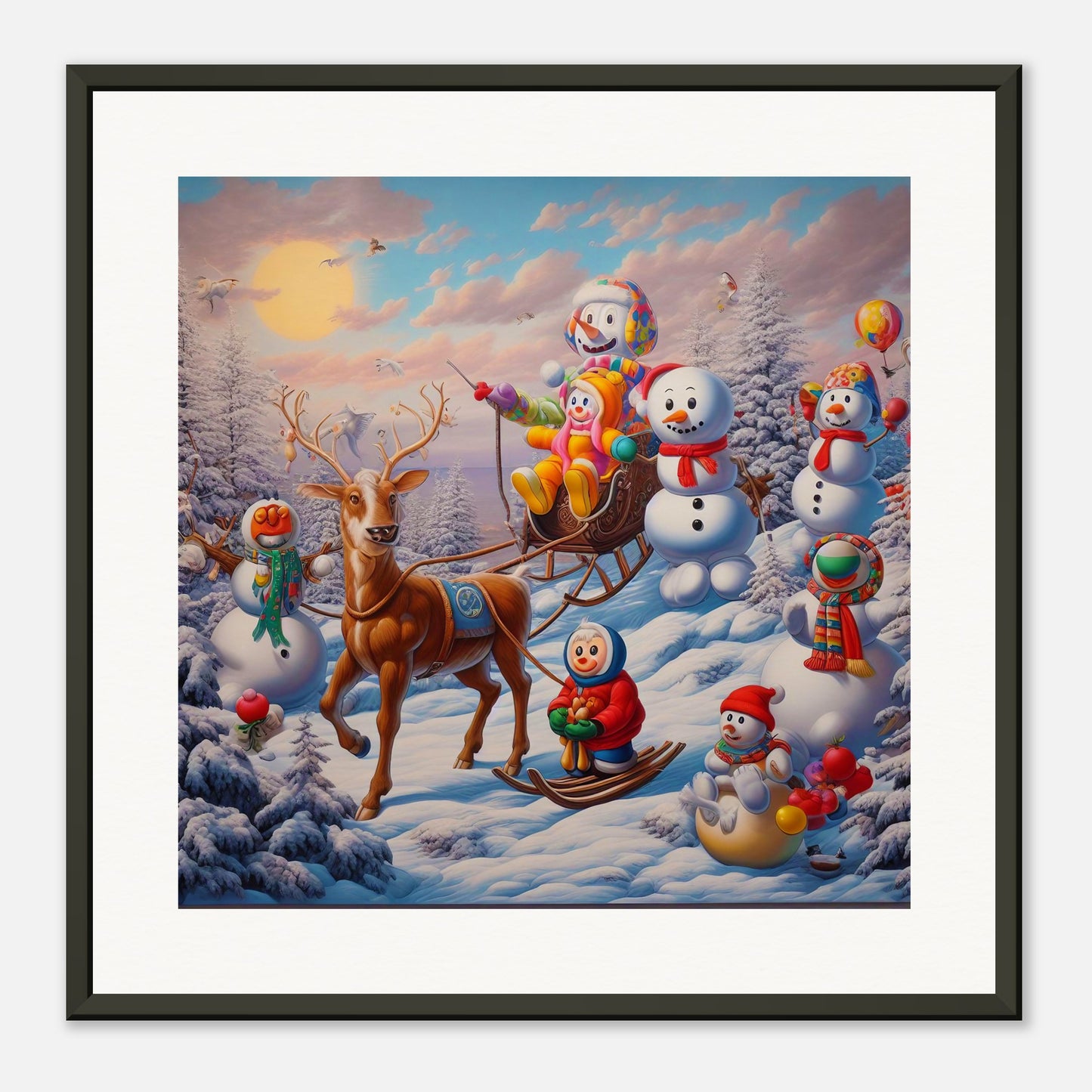 Wall Art - Winter 77 - Snowmen and a reindeer