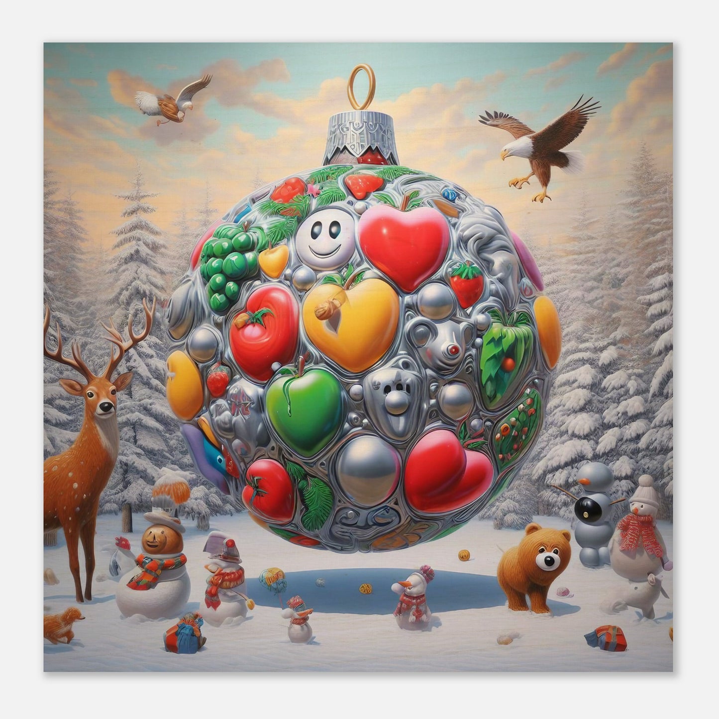 Wall Art - Winter 67 - Christmas ornament and a deer