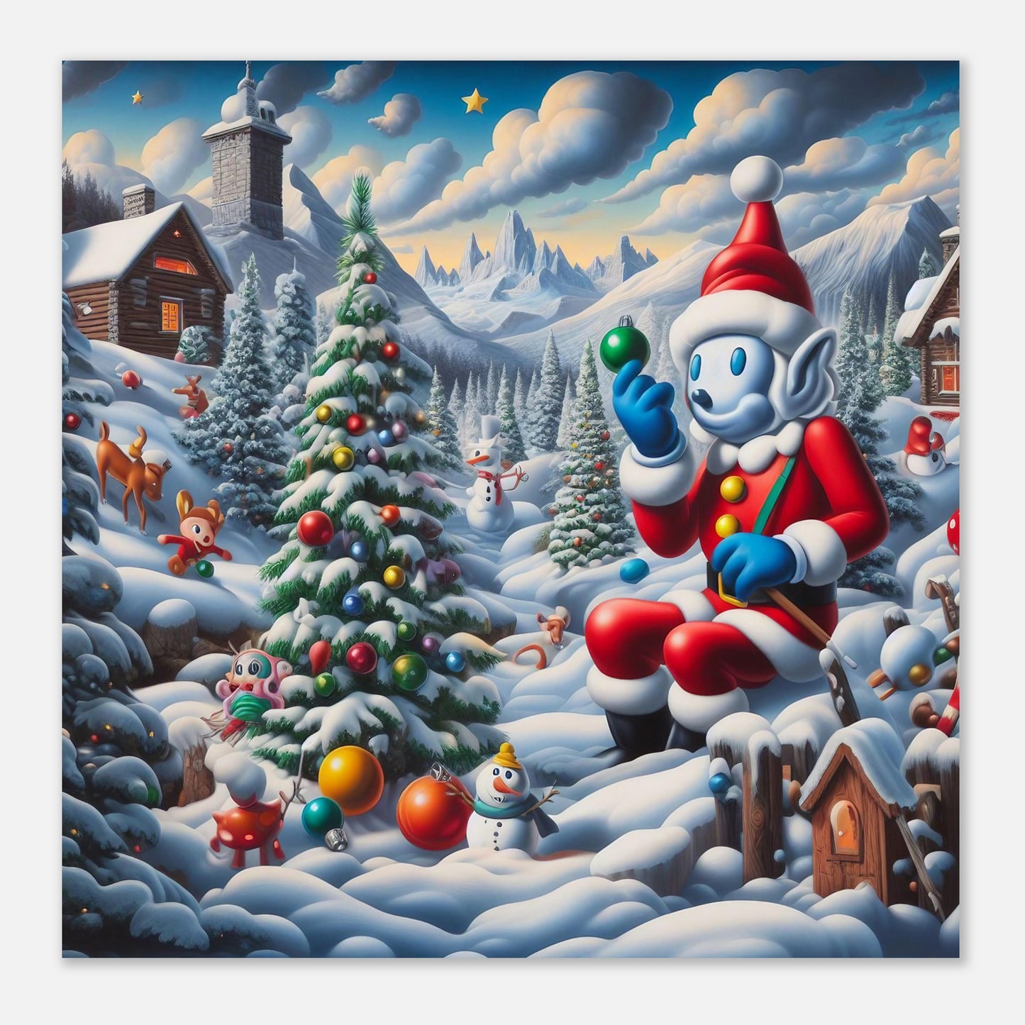 Wall Art - Winter 42 - Snowman and Christmas tree