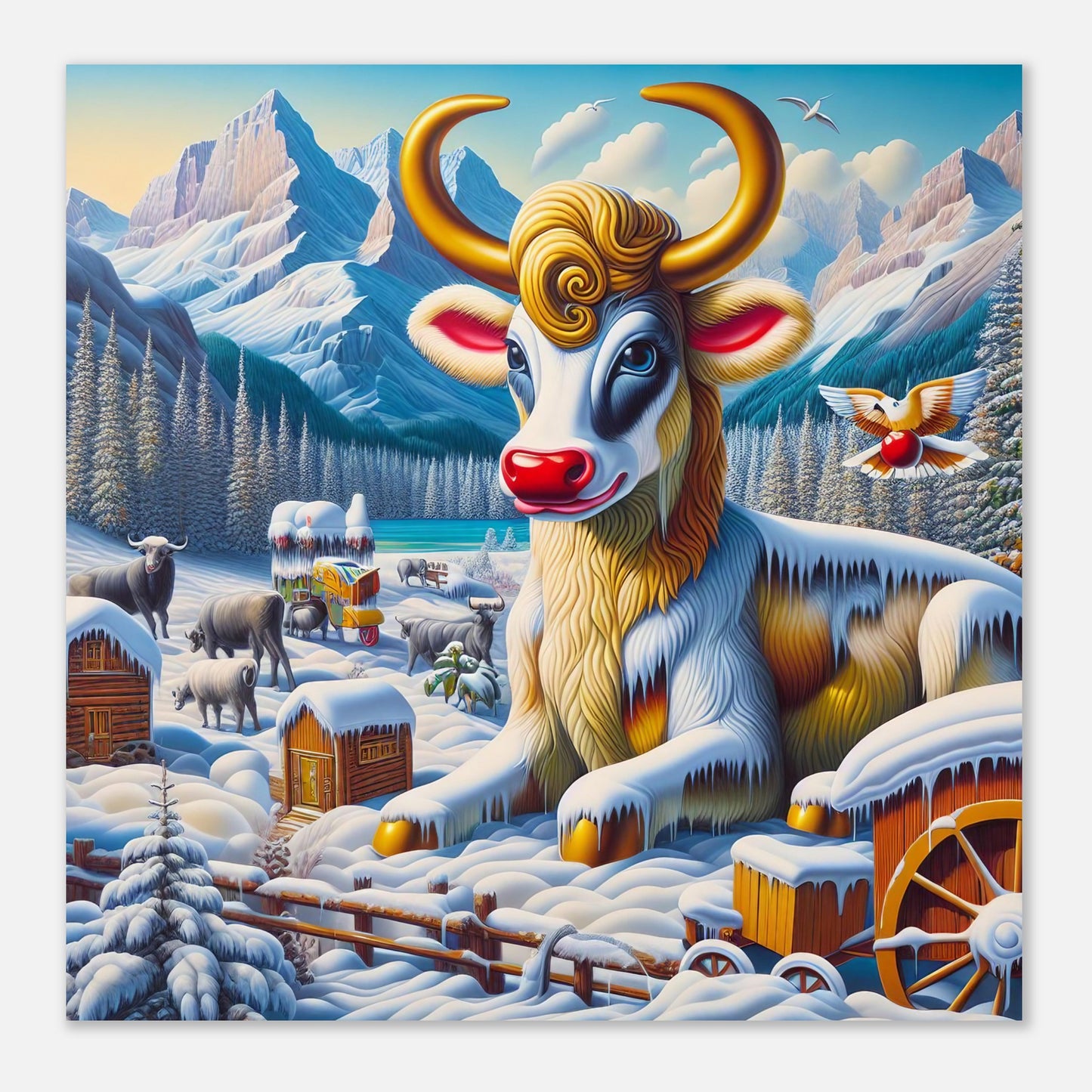 Wall Art - Winter 70 - Sitting cow