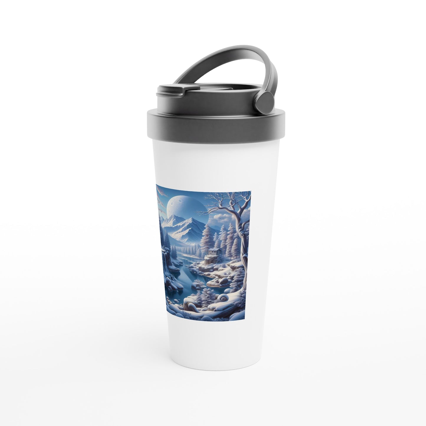 White 15oz Stainless Steel Travel Mug - Winter 174