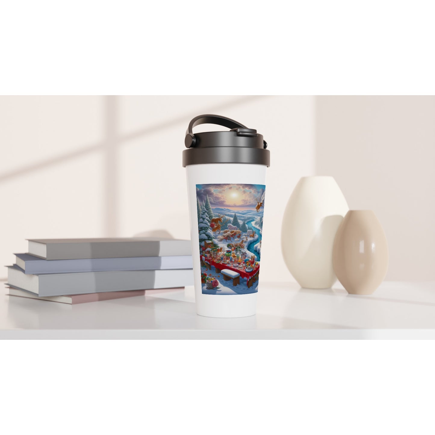 White 15oz Stainless Steel Travel Mug - Winter 143