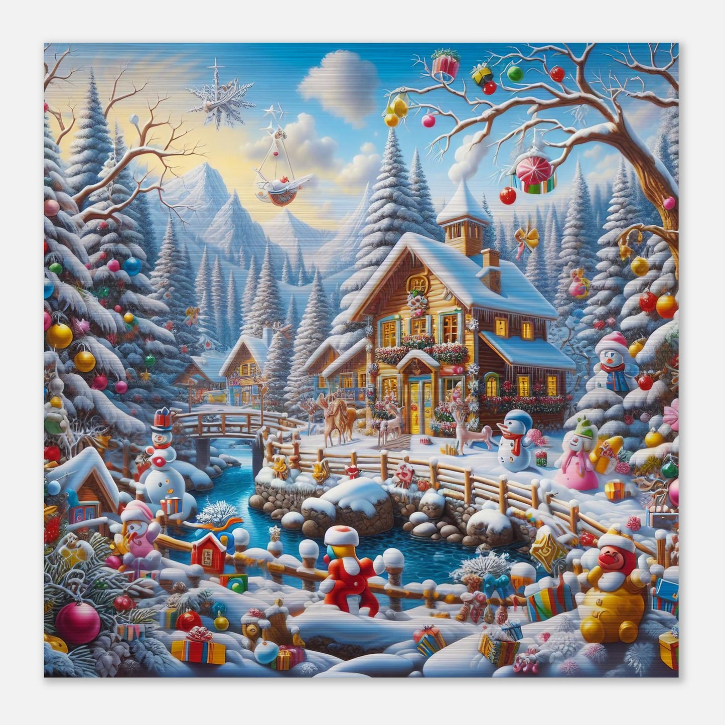 Wall Art - Winter 13 - Village nestled in a snow-covered mountain valley