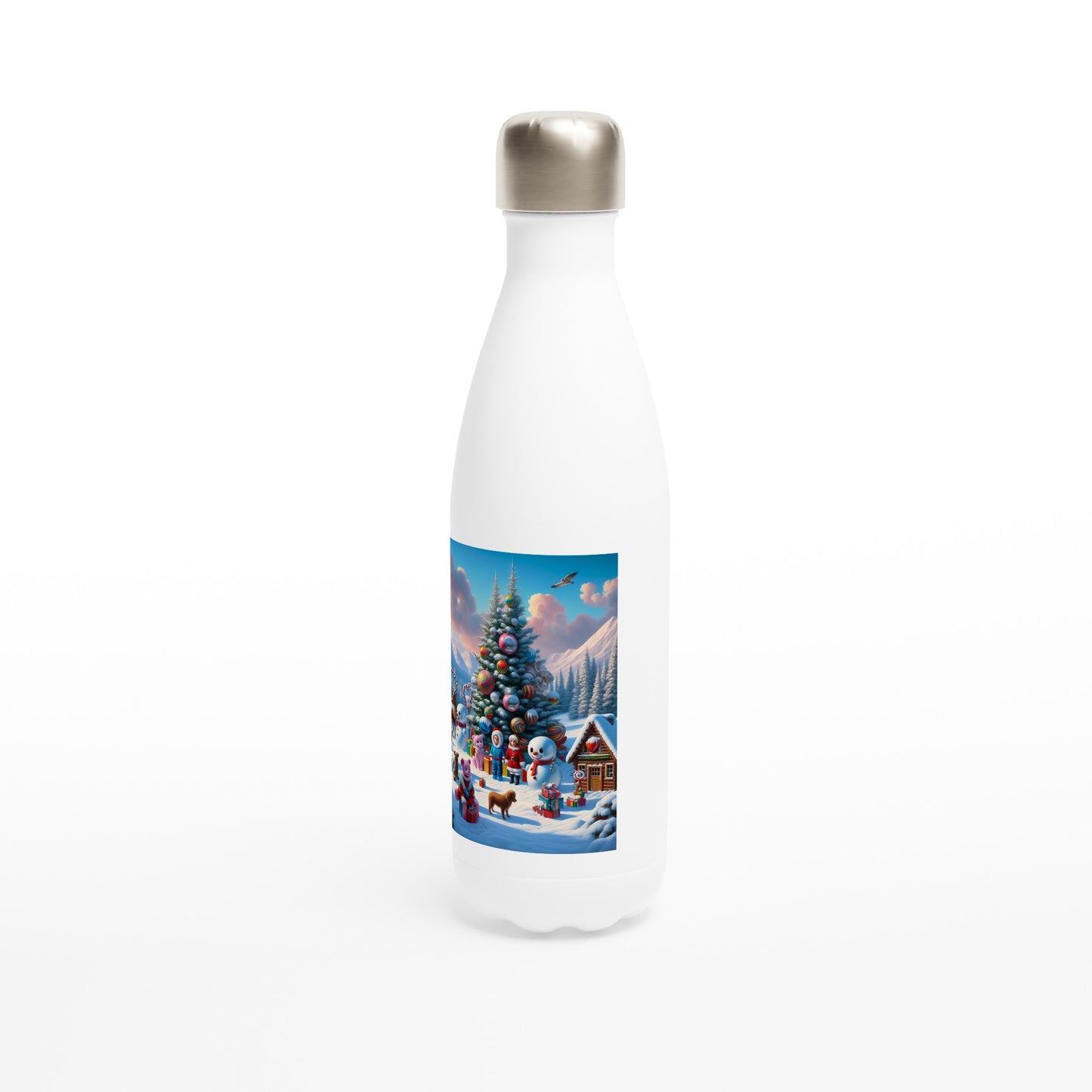 White 17oz Stainless Steel Water Bottle - Winter 122
