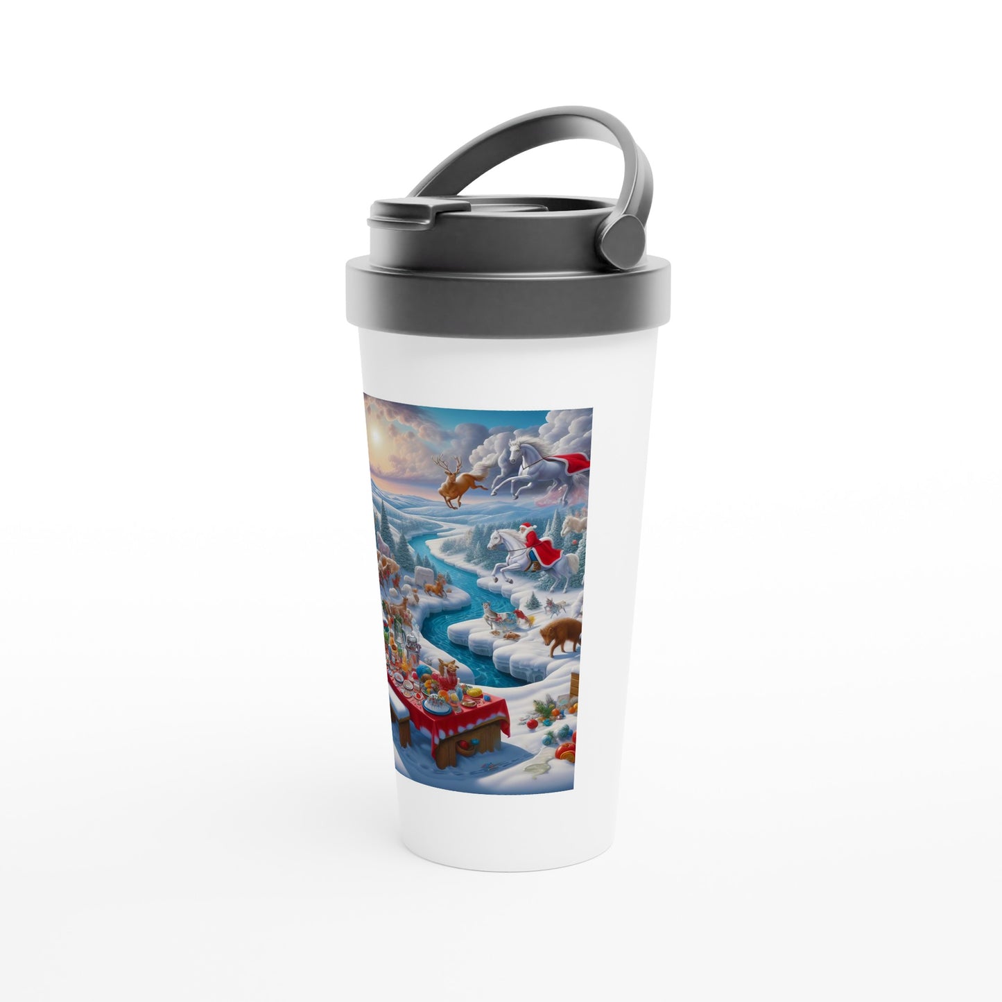 White 15oz Stainless Steel Travel Mug - Winter 143