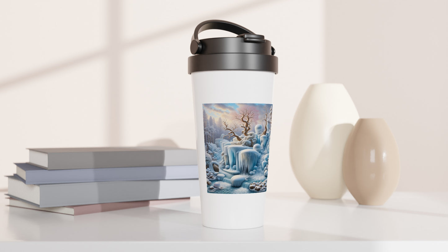 White 15oz Stainless Steel Travel Mug - Winter 92